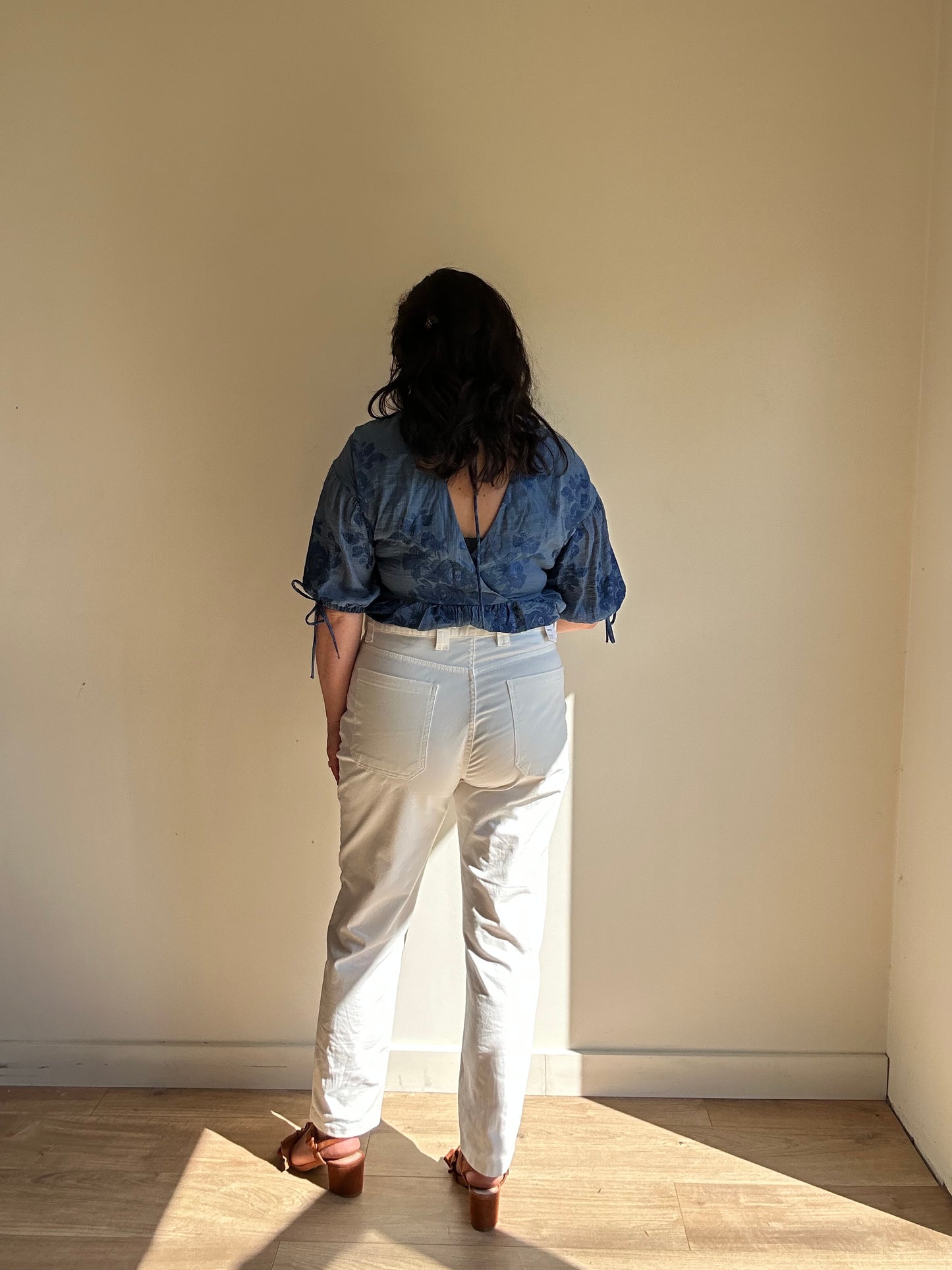 White Zara NEW Cotton Trousers, 44/XL