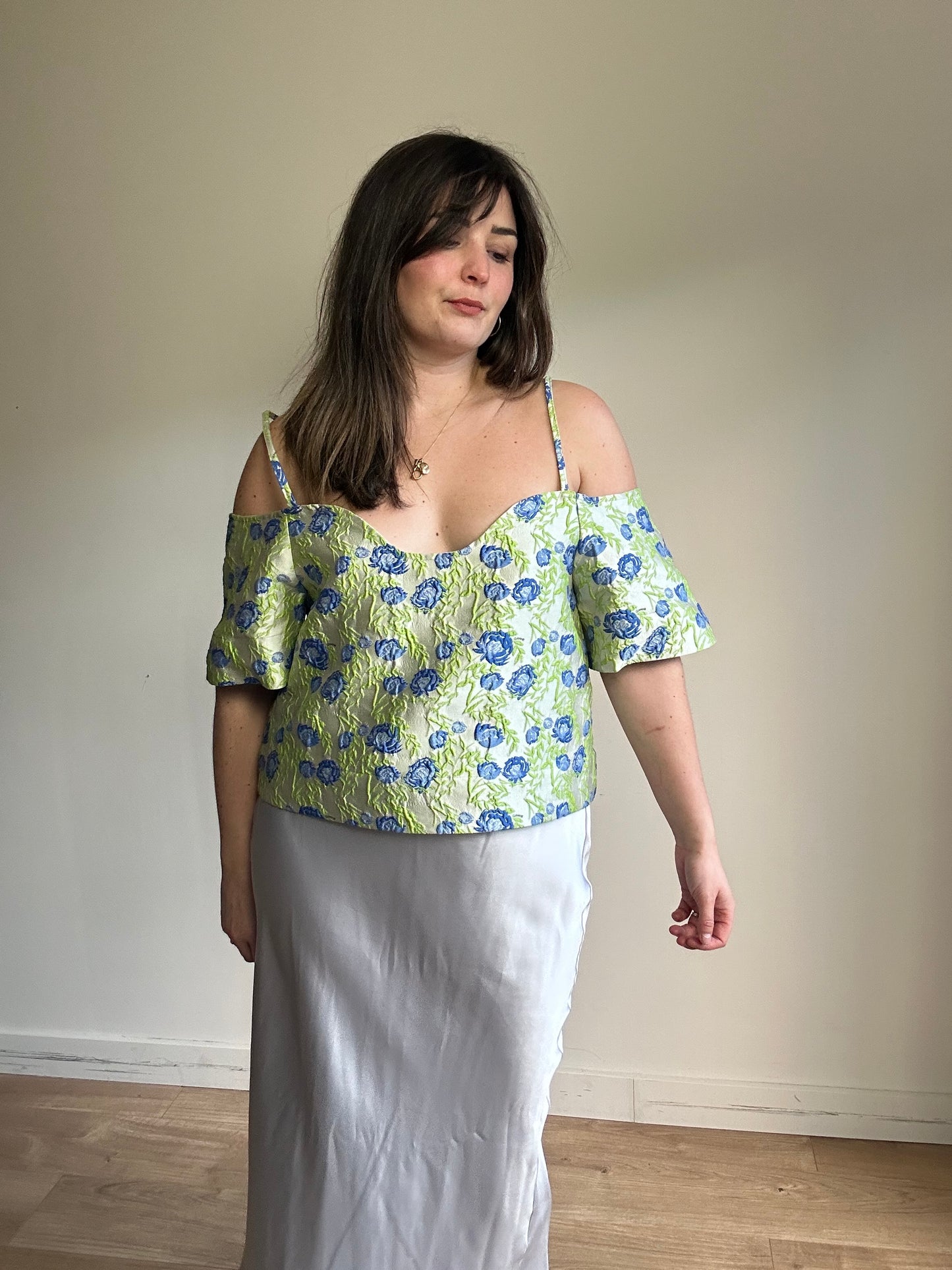 Ganni NEW Floral Jacquard Blouse, 42