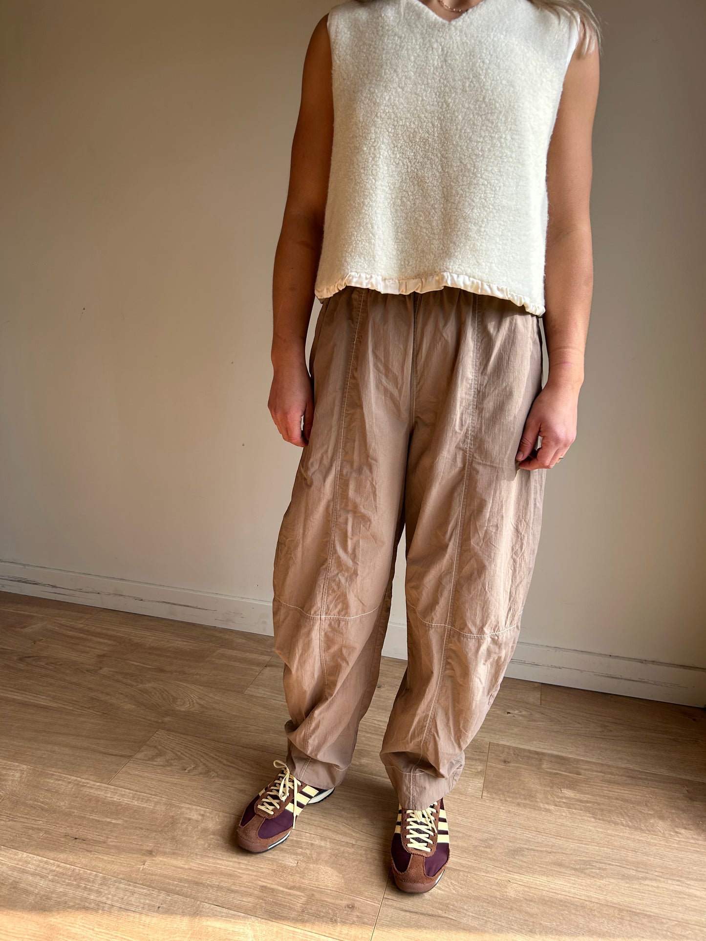 Ganni Barrell Leg Contrast Stitch Trousers, 36