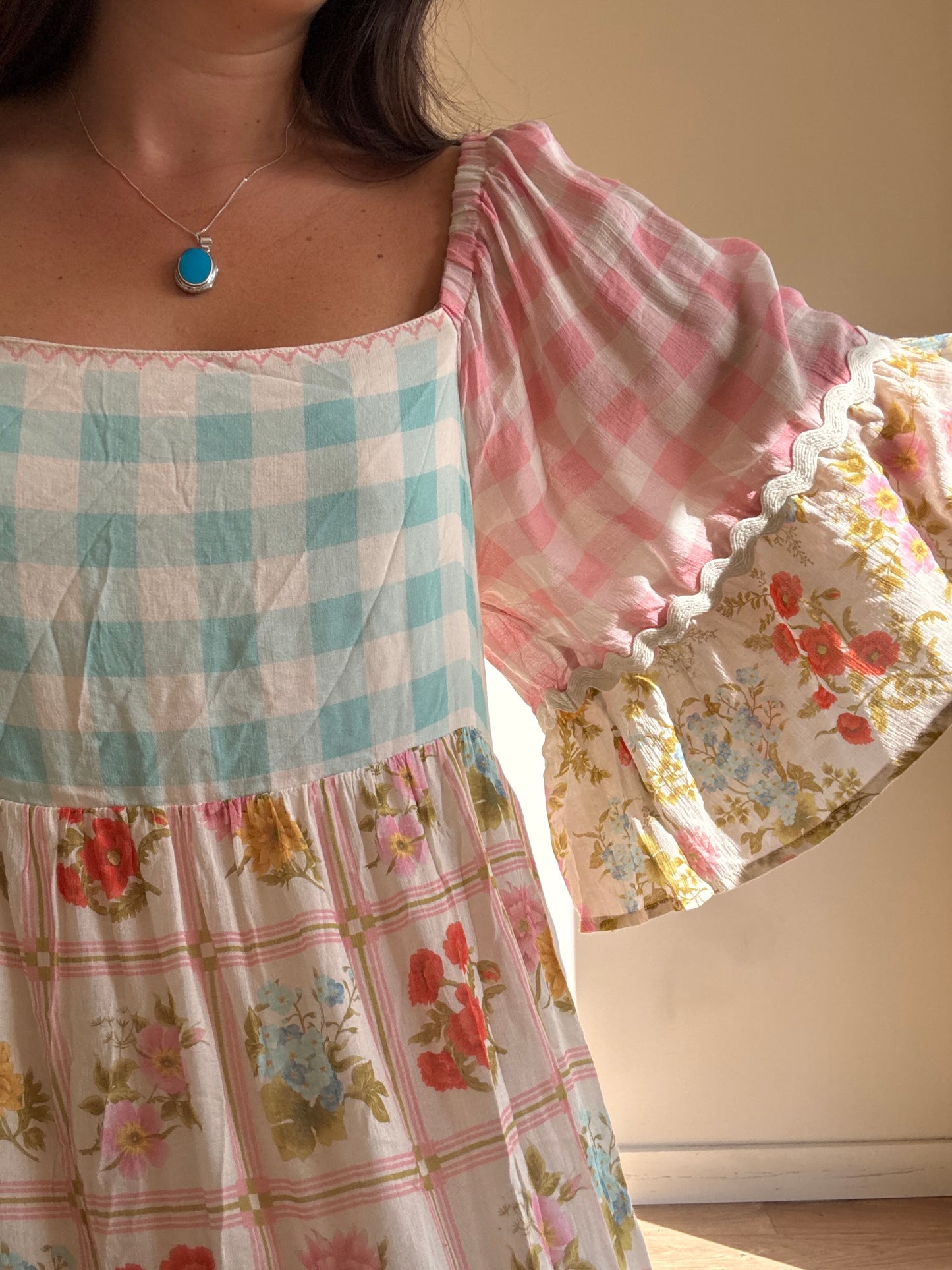 SPELL Floral and Gingham Floaty Dress, XXL
