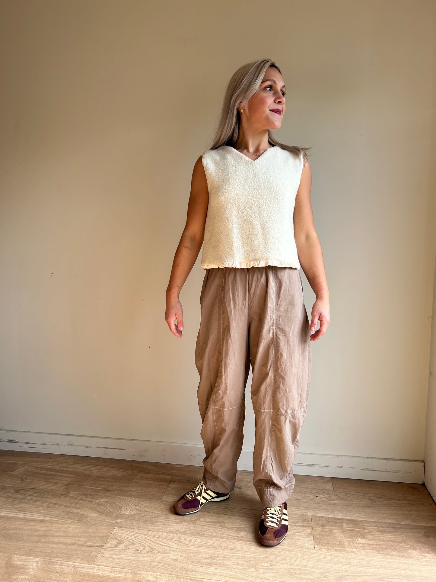 Ganni Barrell Leg Contrast Stitch Trousers, 36