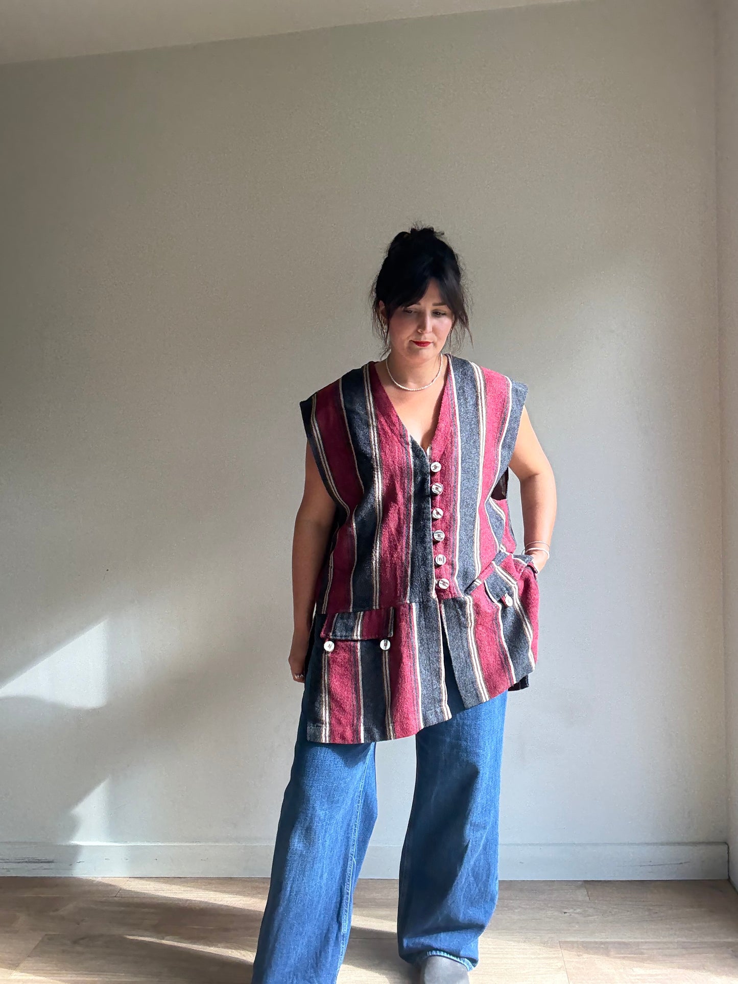 Vintage Wool Stripe Waistcoat, XL-XXL