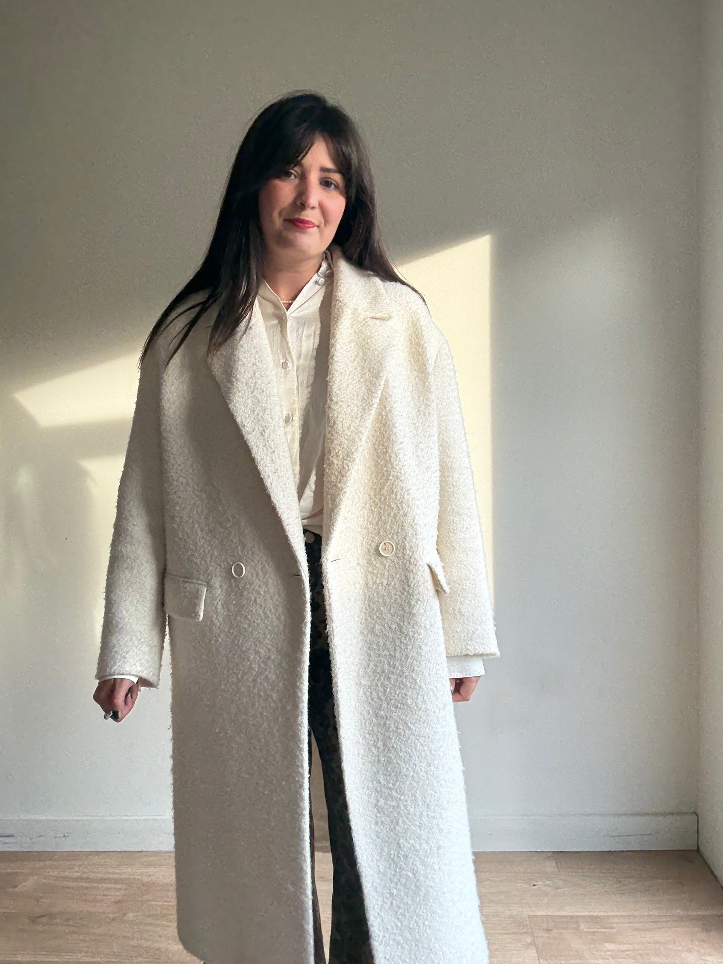 Zara Wool Mix Boucle Tailored Coat, L