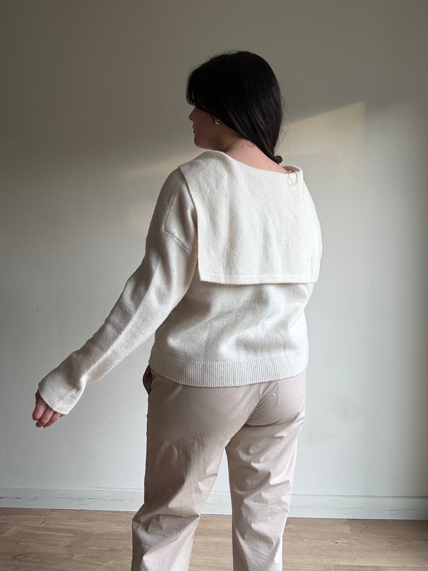 Zara Sailor Collar Wool Cardigan, L