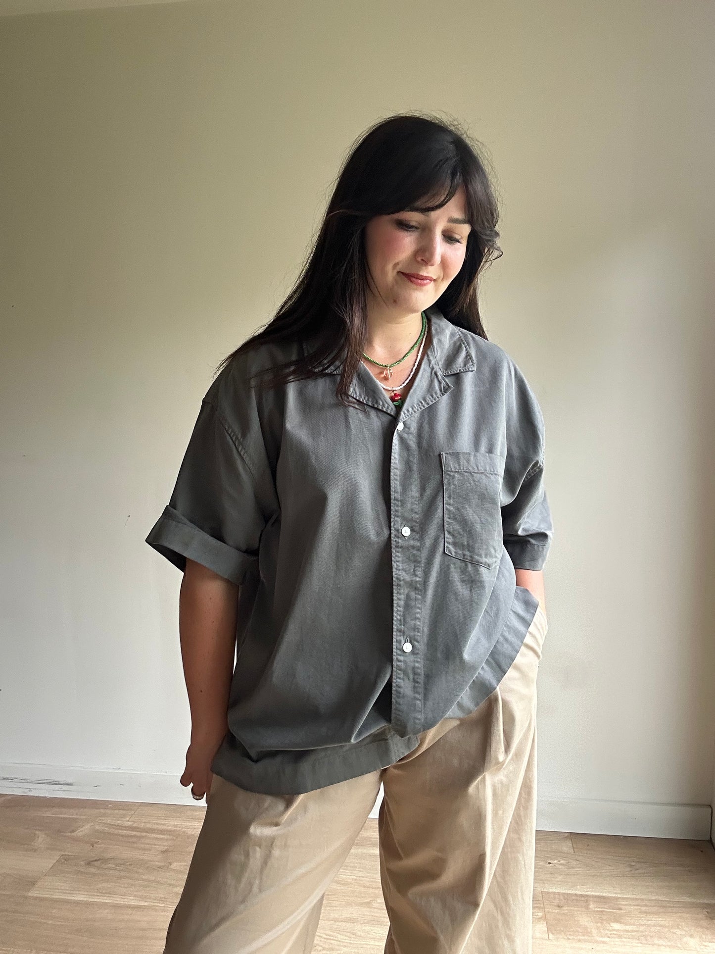 Abercrombie & Fitch Embroidered Cropped Shirt, L