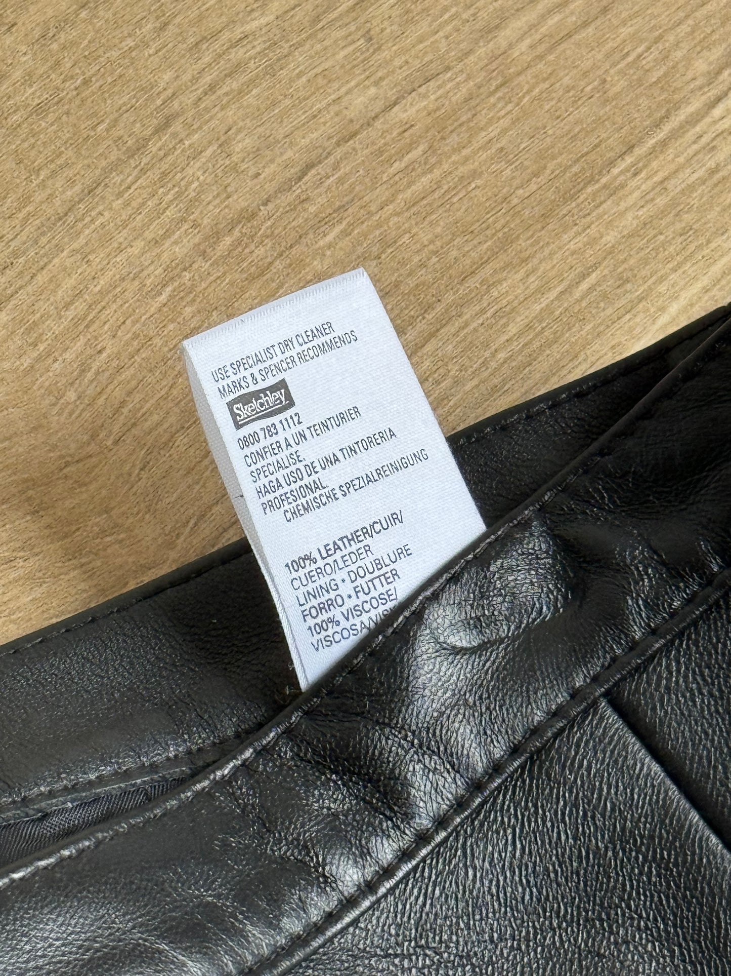 Marks & Spencer Vintage Leather Straight Leg Trousers, 10
