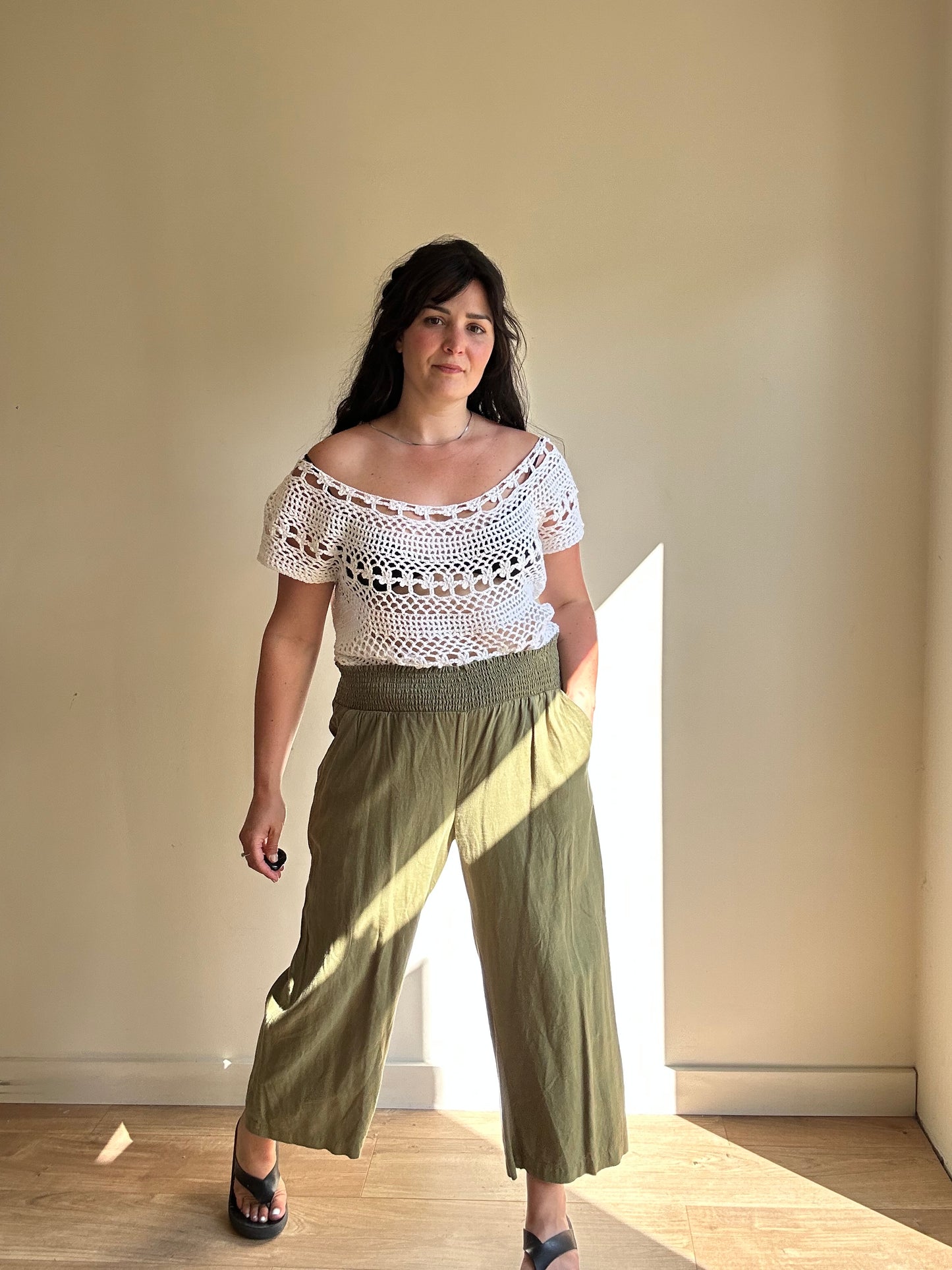 WYSE Martha Cropped Linen Trousers, XL