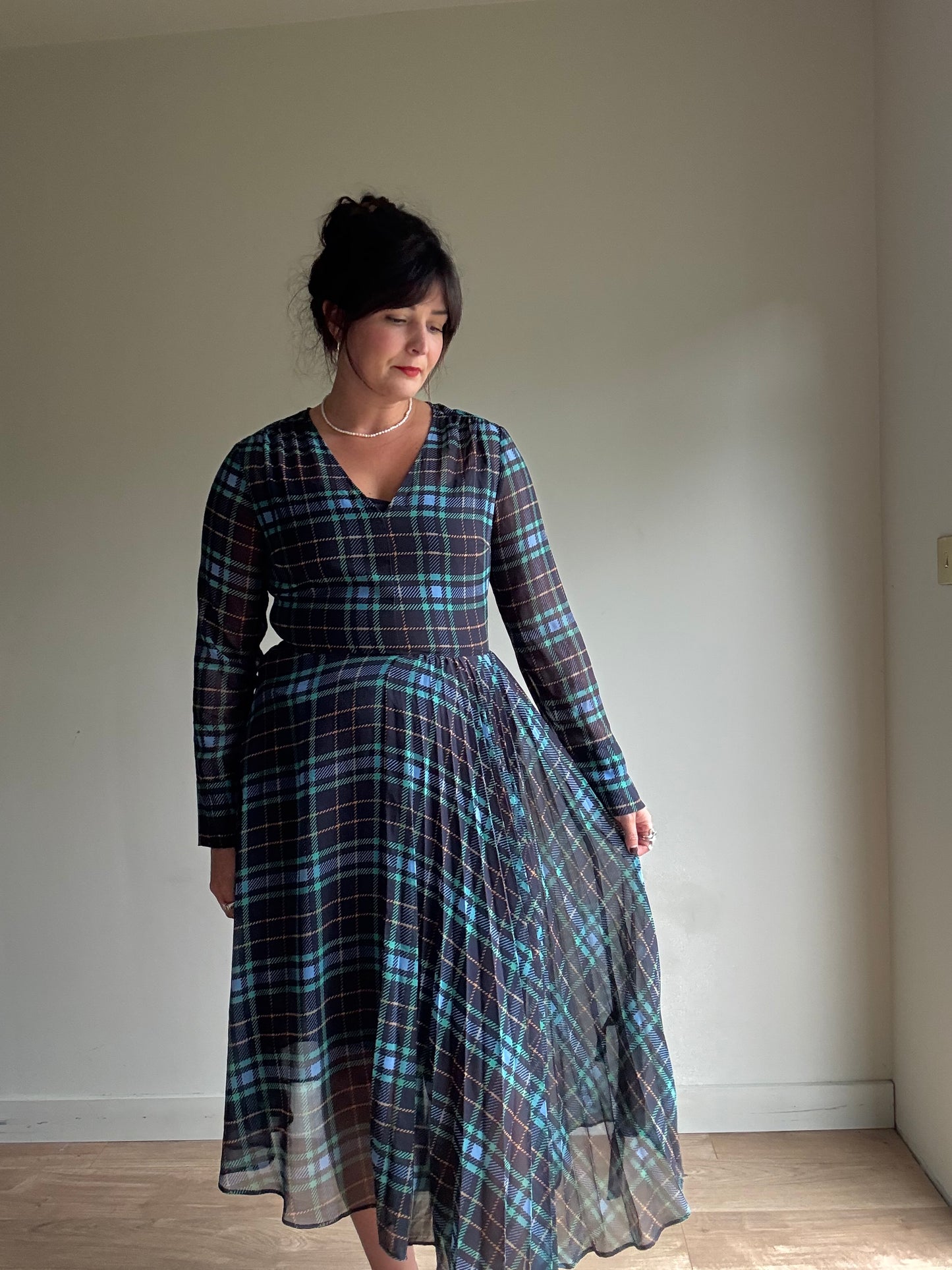 M&S NEW Plaid Midi Dress, 12