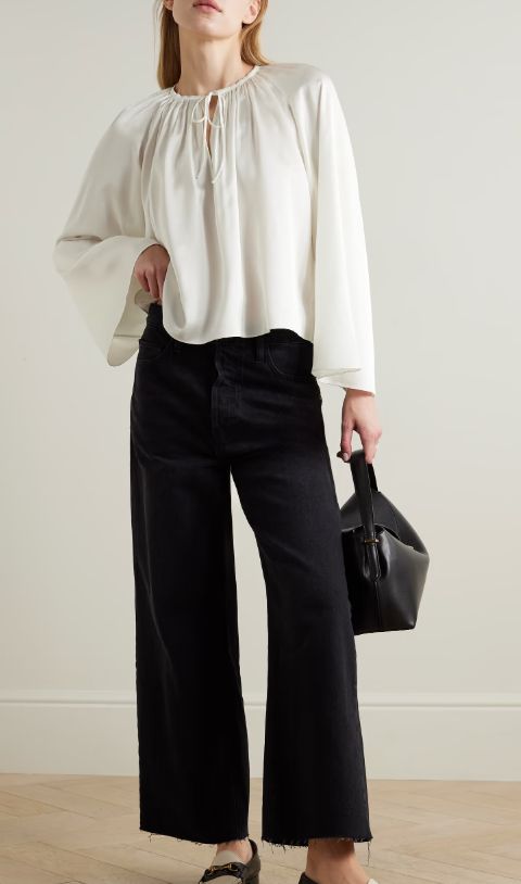 Frame Satin Flowy Blouse, L