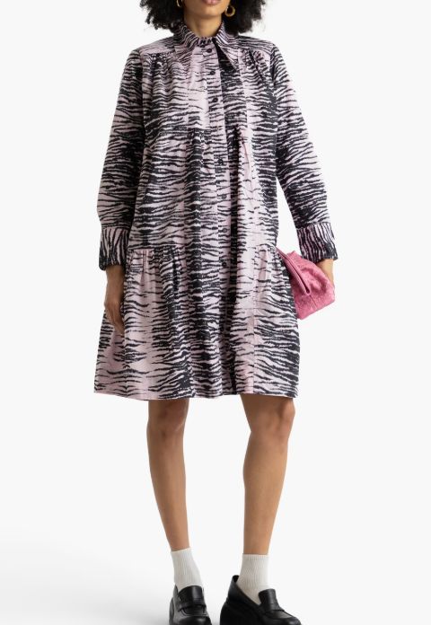 Ganni Tiger Print Cotton Dress, 38