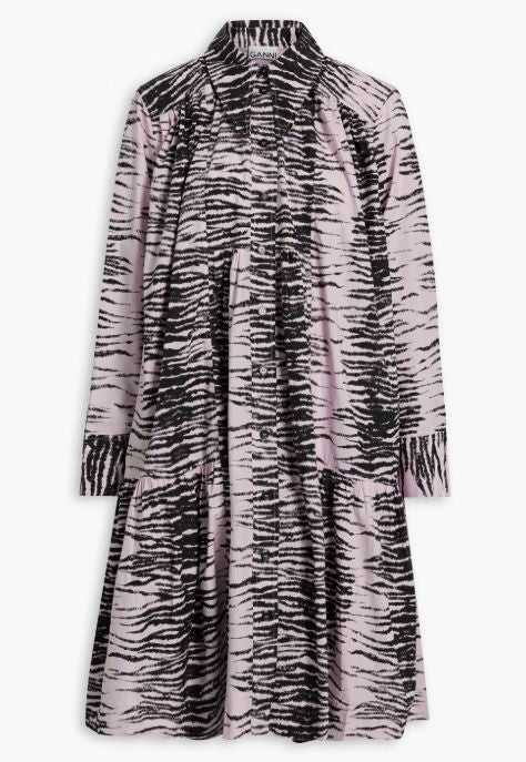 Ganni Tiger Print Cotton Dress, 38