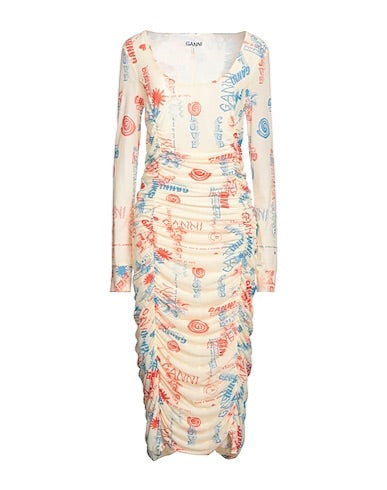 Ganni Graffiti Print Rouched Dress, 44
