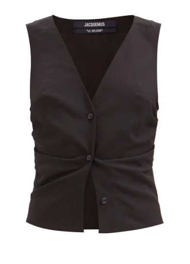 Jacquemus (NEW) Gathered Twill Waistcoat, L
