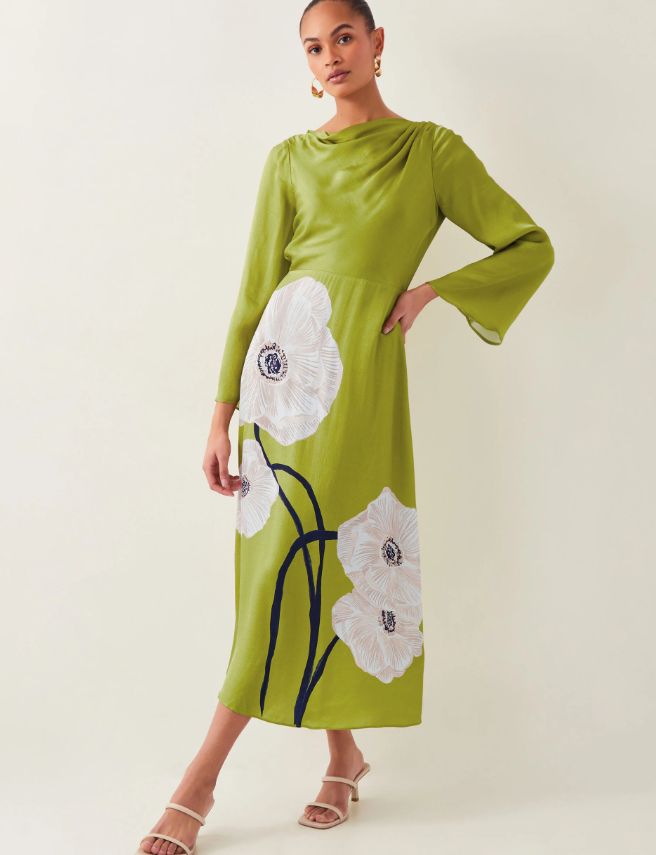 Monsoon NEW Molly Floral Print Satin Dress, 16