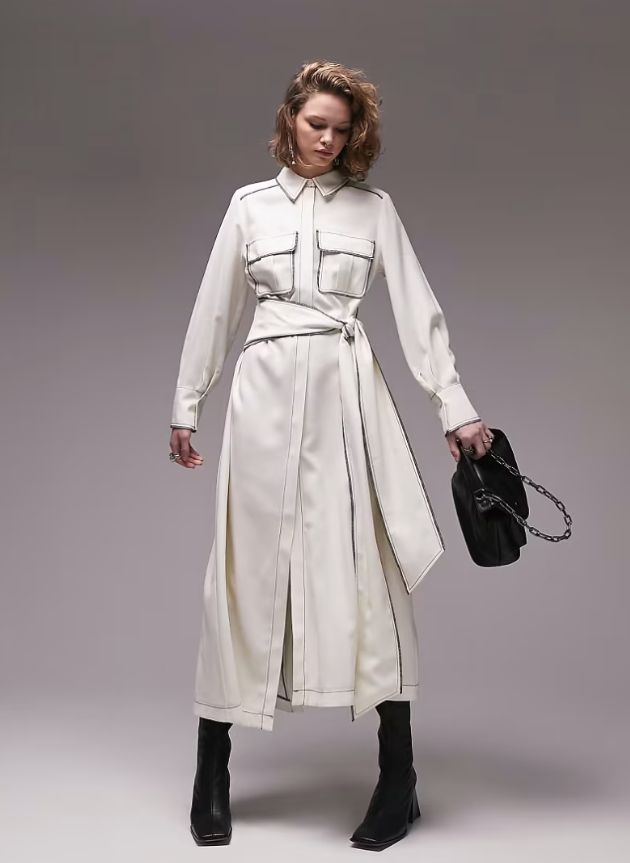 Topshop Contrast Stitch Dress, 16