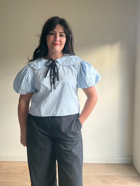 Wednesday's Girl Tie Up Collared Top, L