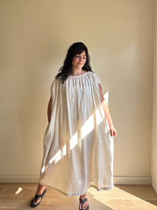 Black Crane Gathered Shoulder Maxi Dress, One Size