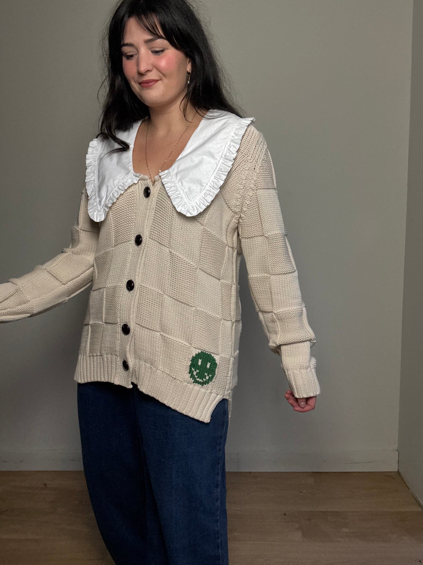 Ganni Cotton Long Collared Cardigan, M/L