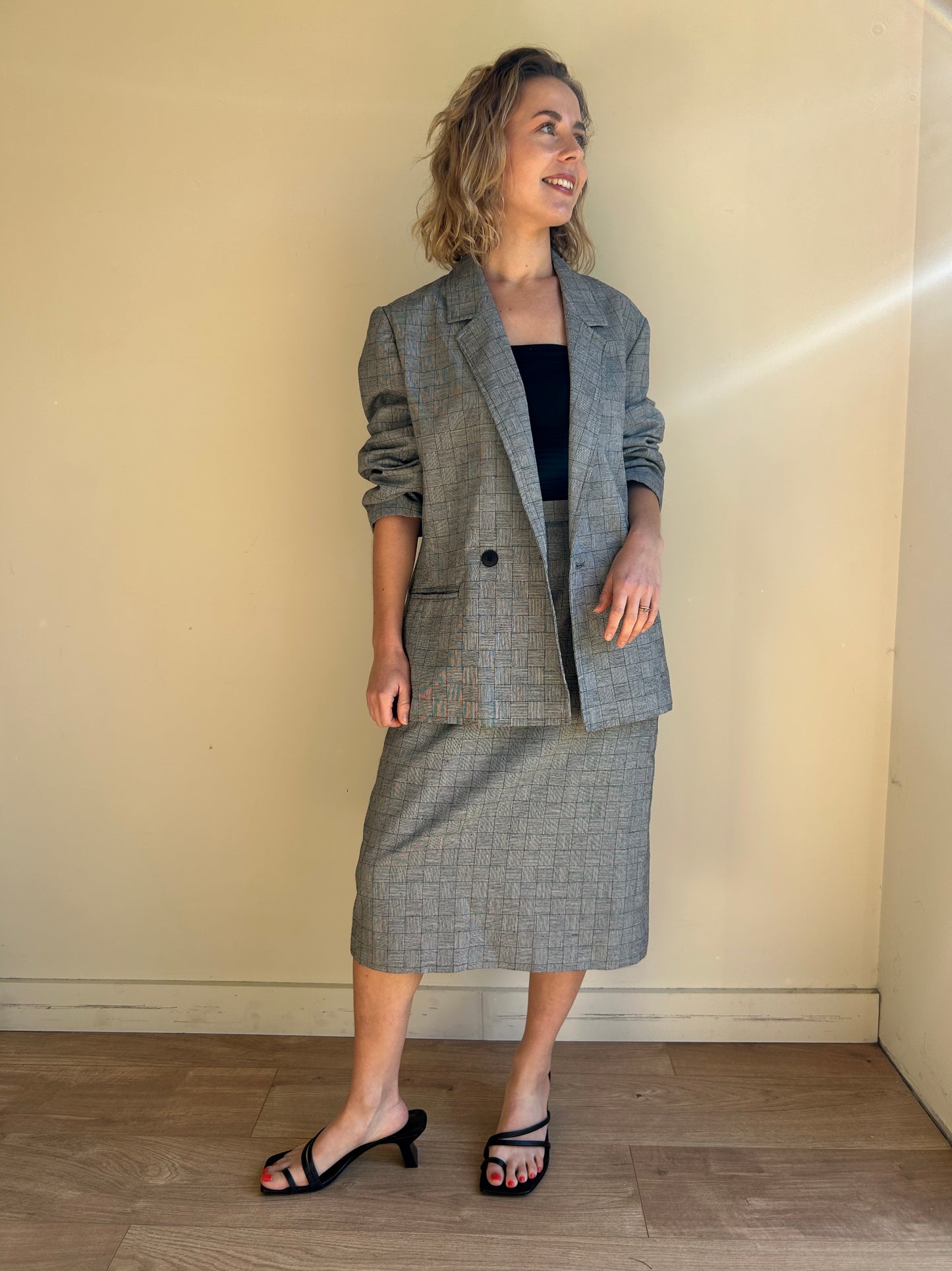 80’s Kays Vintage Check Skirt Suit, 8-10