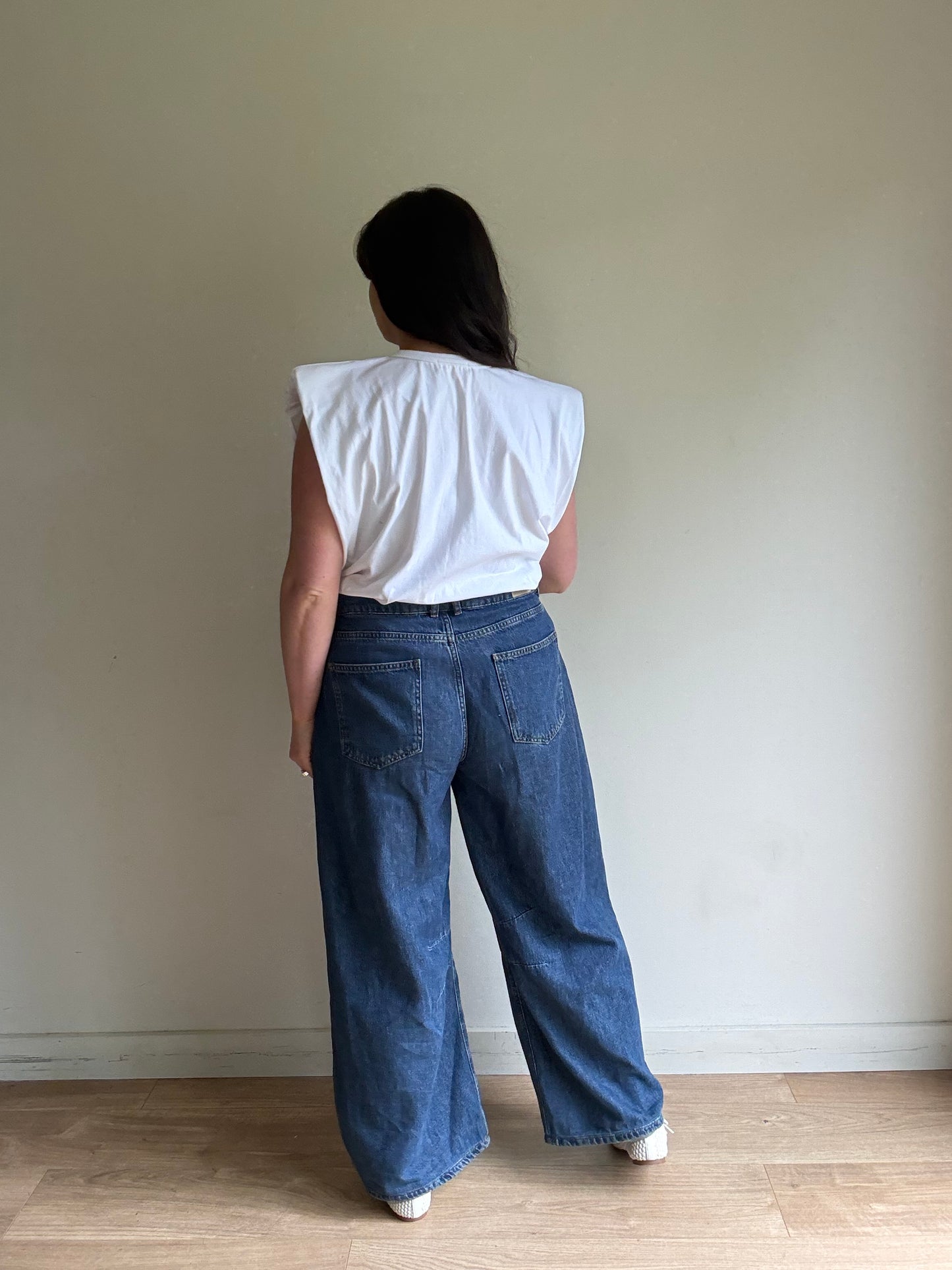 Mid Blue Aligne Markus Barrell Leg Jeans, 16