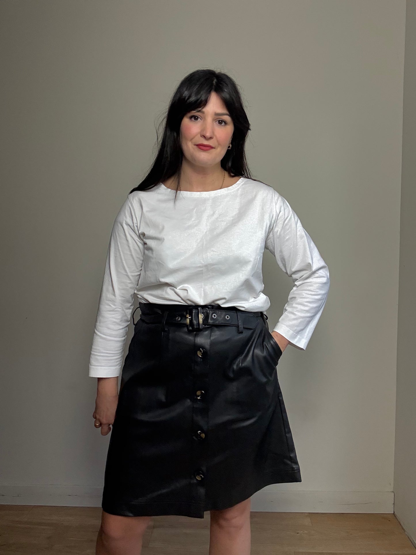 Black M&S NEW Faux Leather Skirt, 16