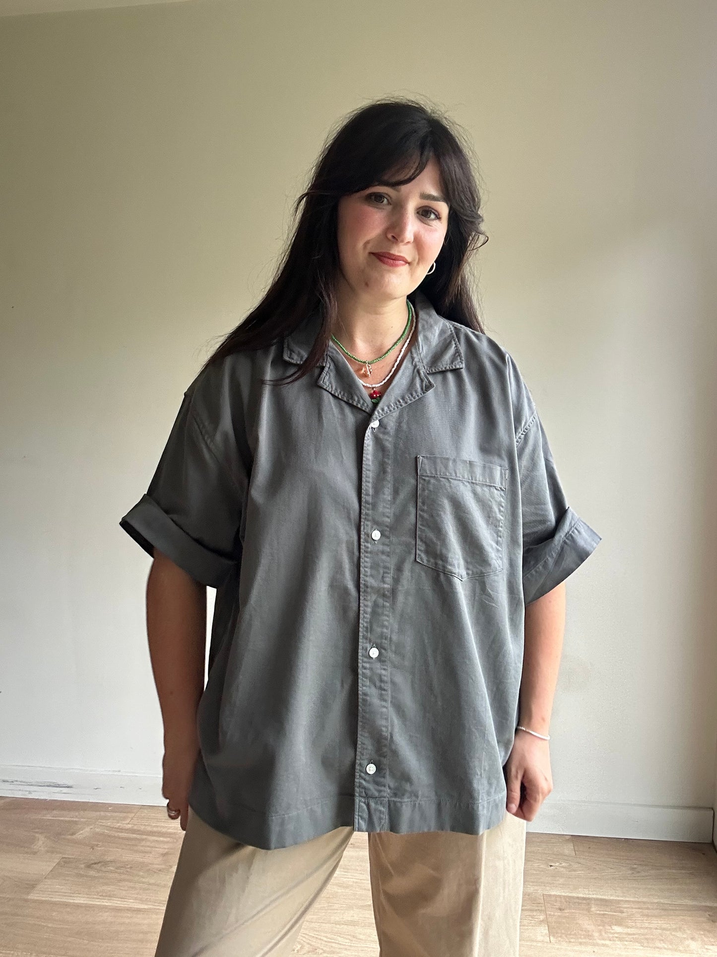 Abercrombie & Fitch Embroidered Cropped Shirt, L