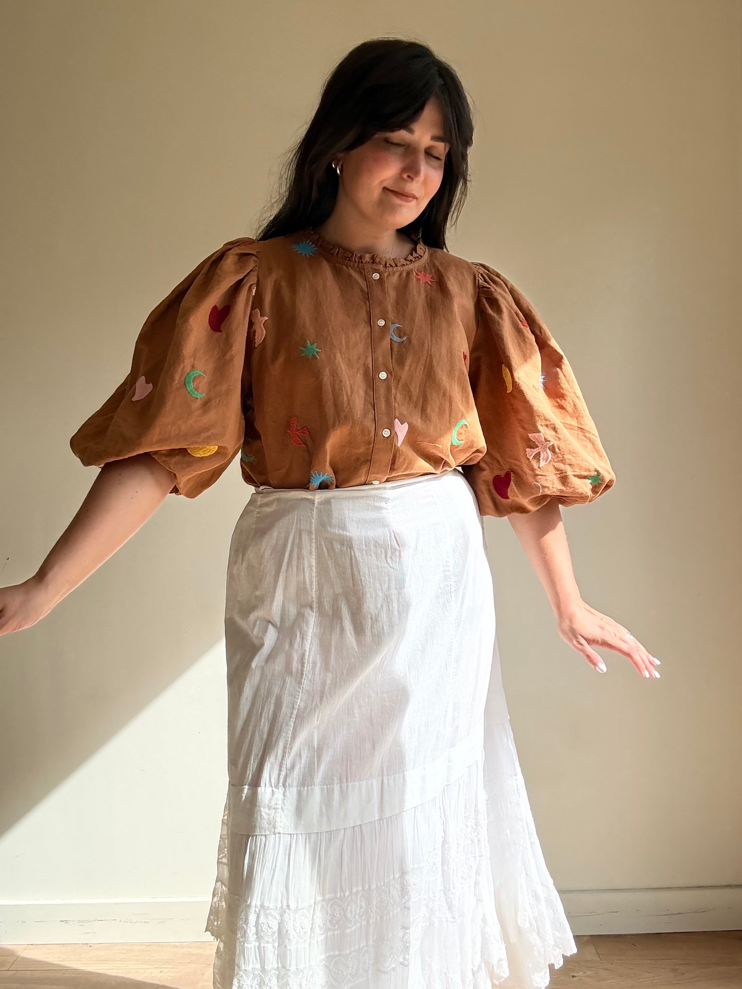 Sezane X Pangea Embroidered Blouse, 44