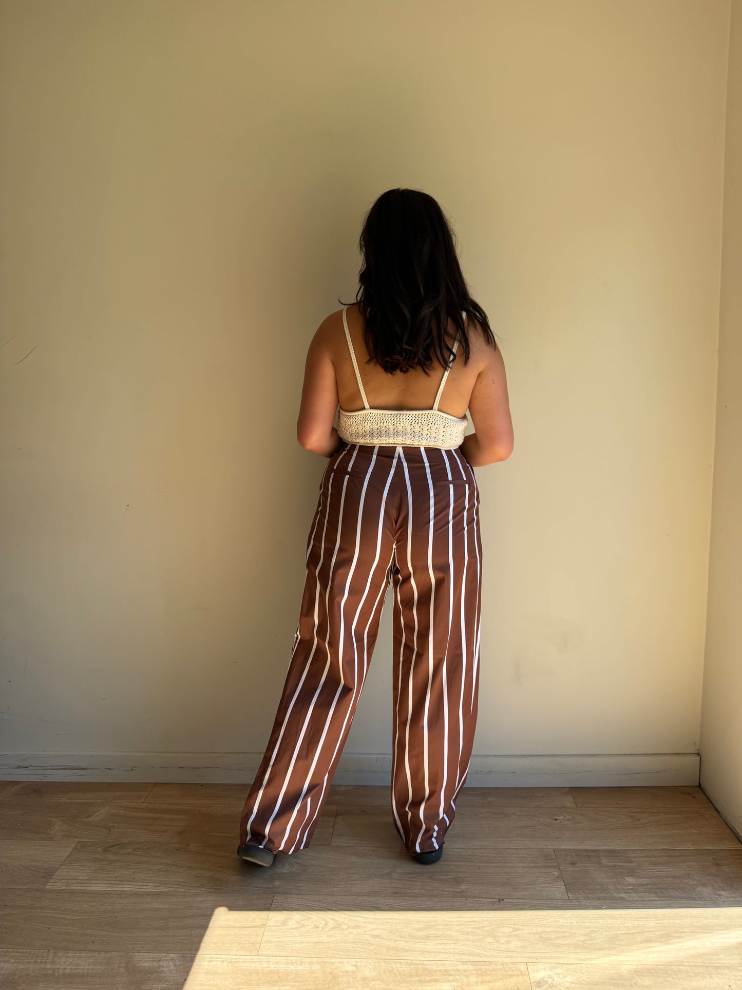 Mr Larkin Cotton Stripe Wide Leg Trousers, L