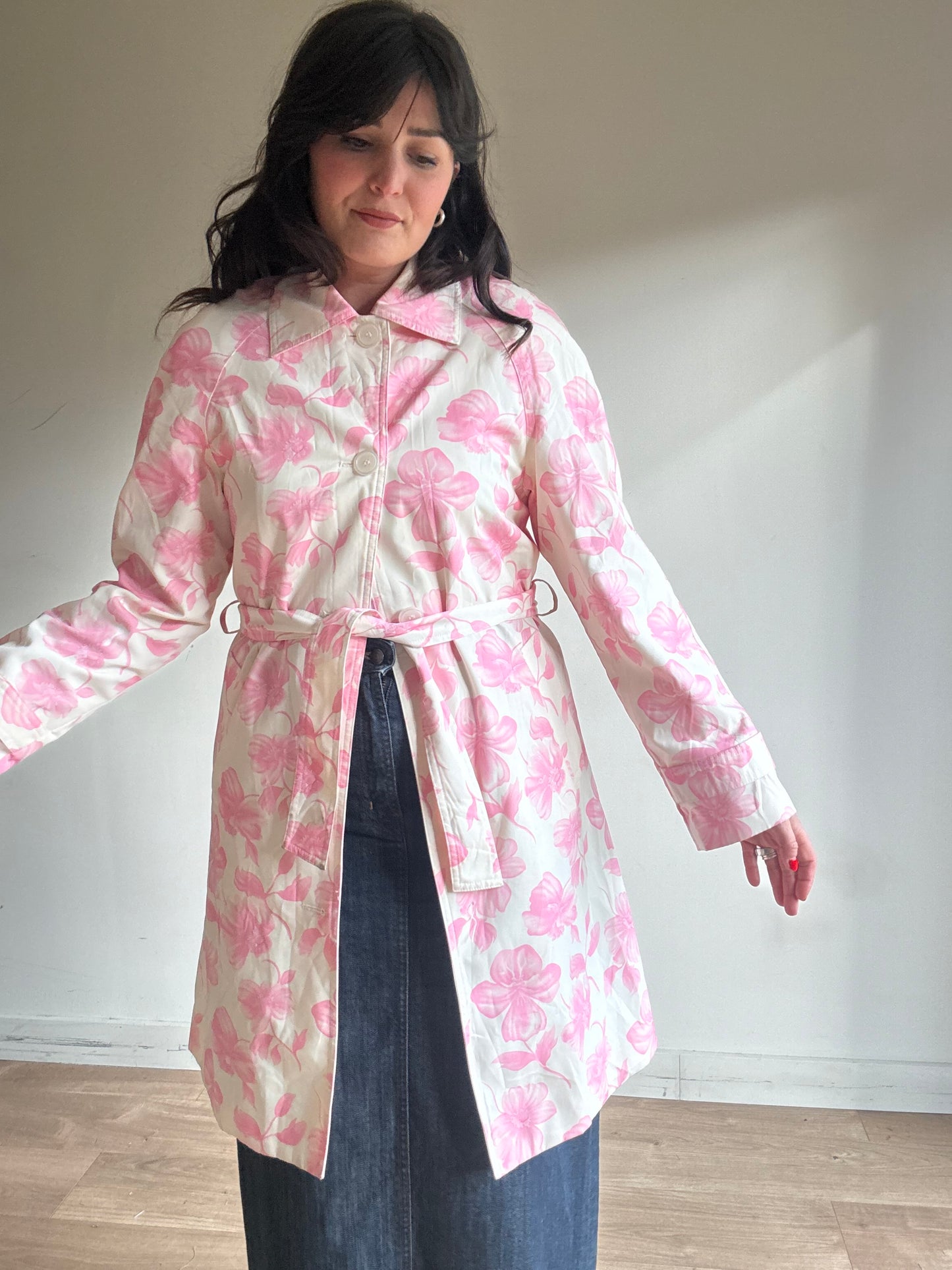 Liz Claiborne 90's Floral Trench, S