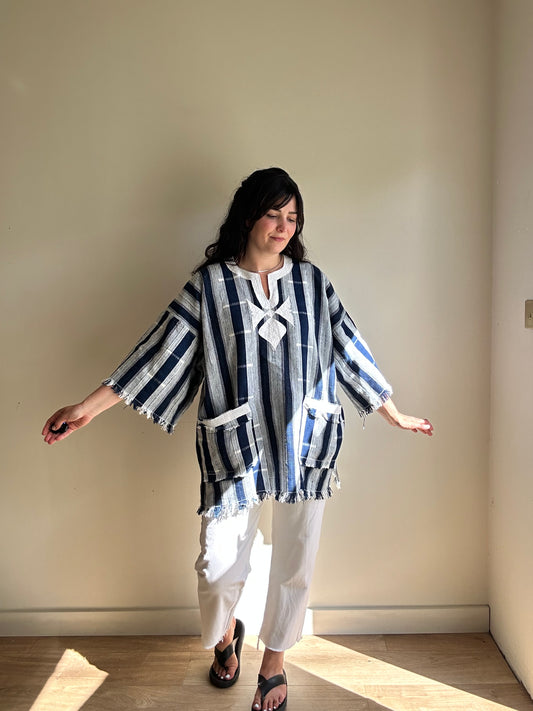 Authentic Kenyan Stripe Cotton Top, One Size