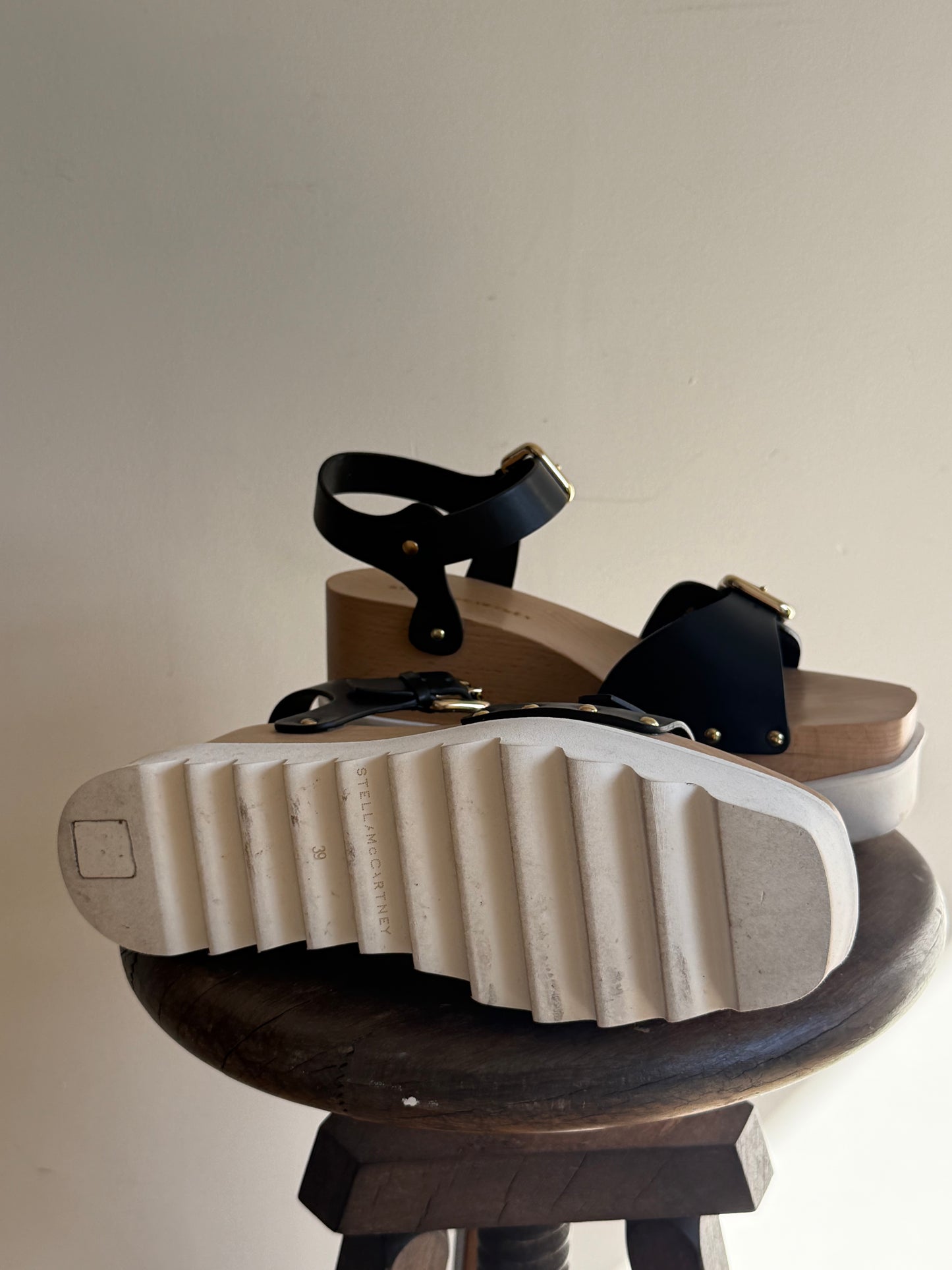 Stella McCartney Wooden Wedge Sandal, 39