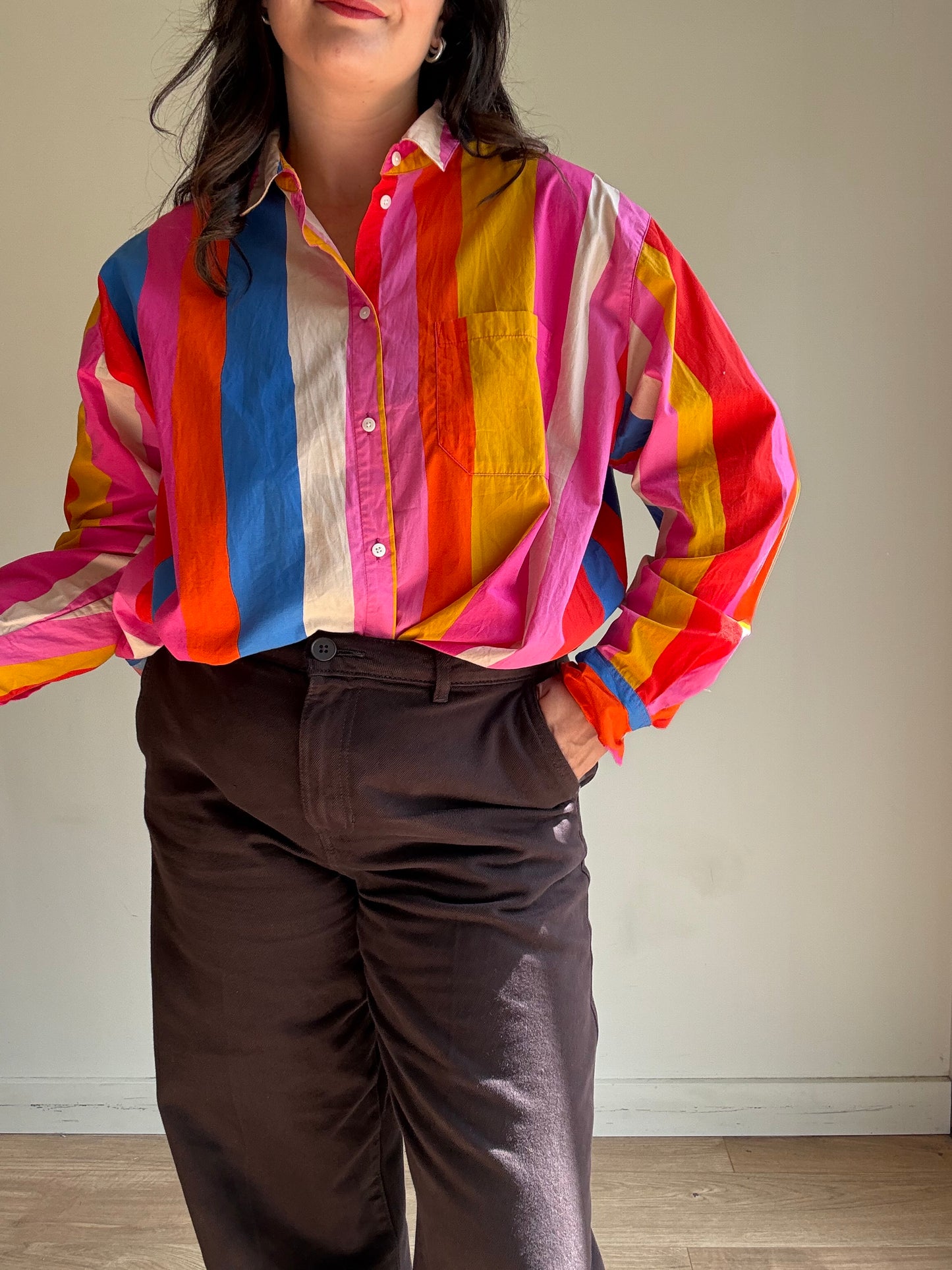 Sezane X Farm Rio Stripe Shirt, 44