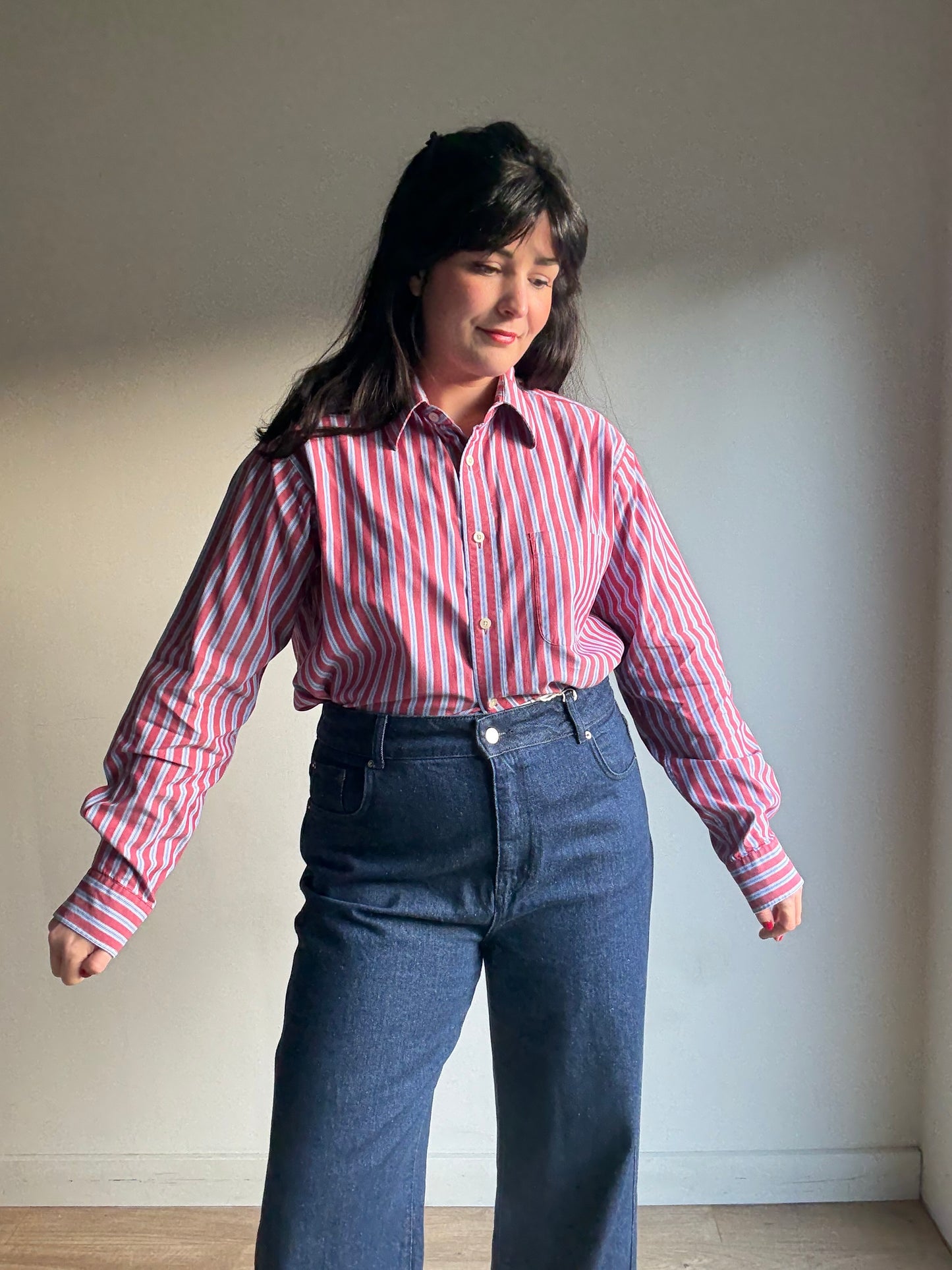 Vintage Stripe Loose Shirt, L