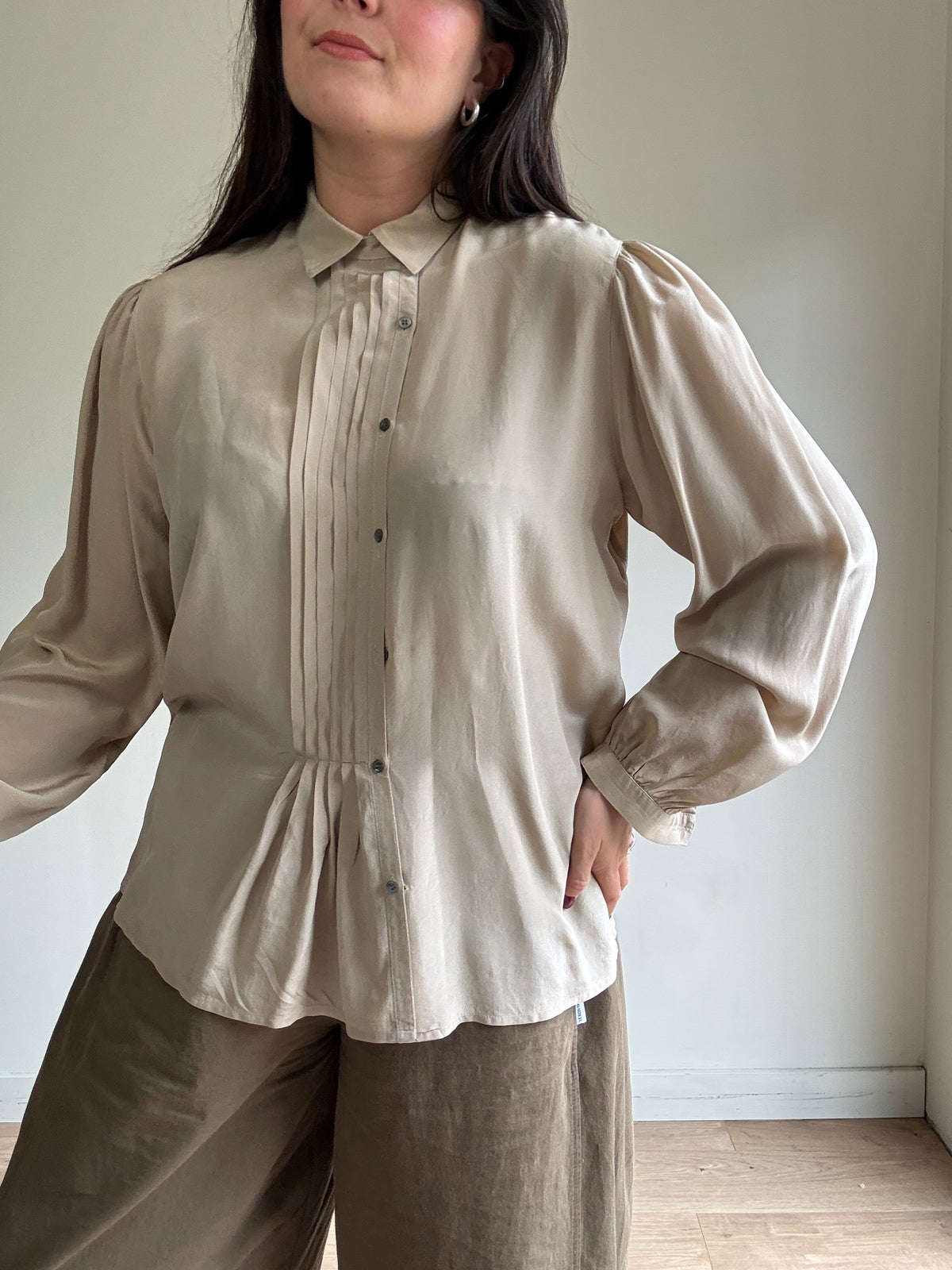 Silk Pleated Blouse, M-L