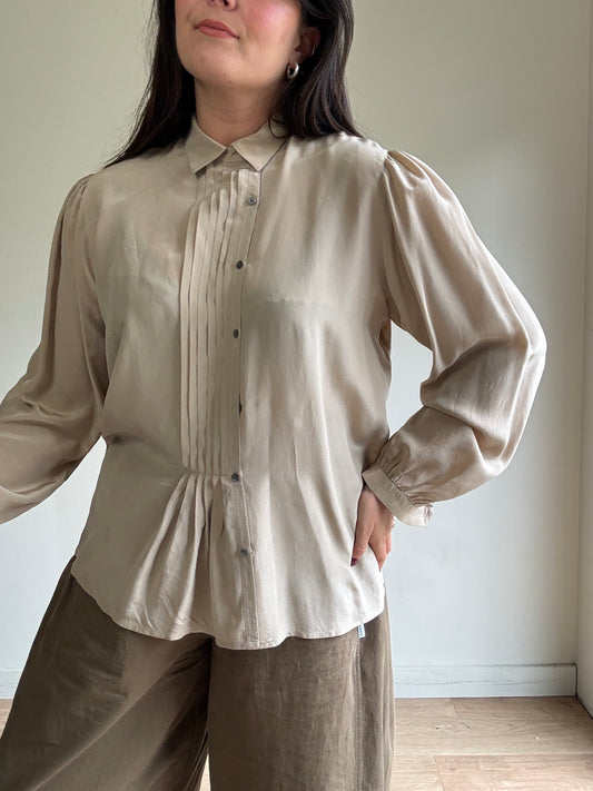 Silk Pleated Blouse, M-L