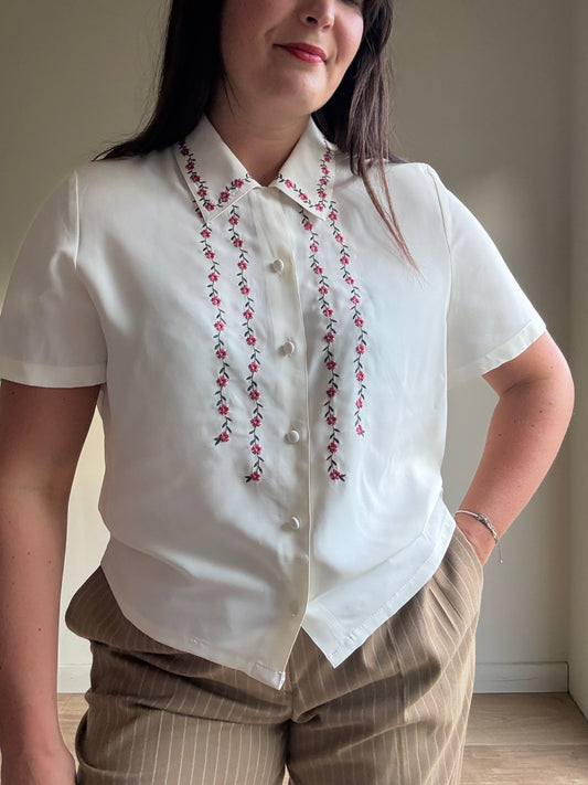 Vintage Eastex Embroidered Floral Shirt, 14