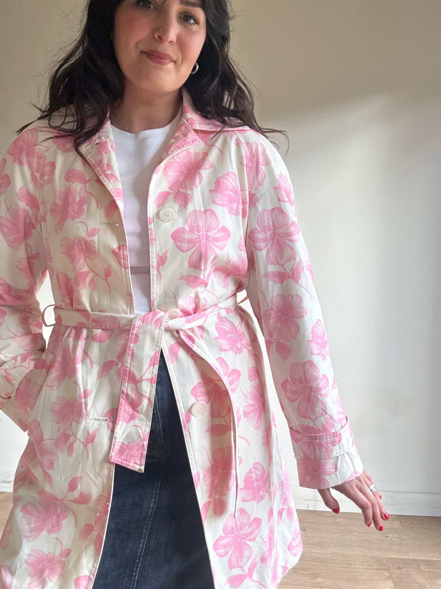 Liz Claiborne 90's Floral Trench, S