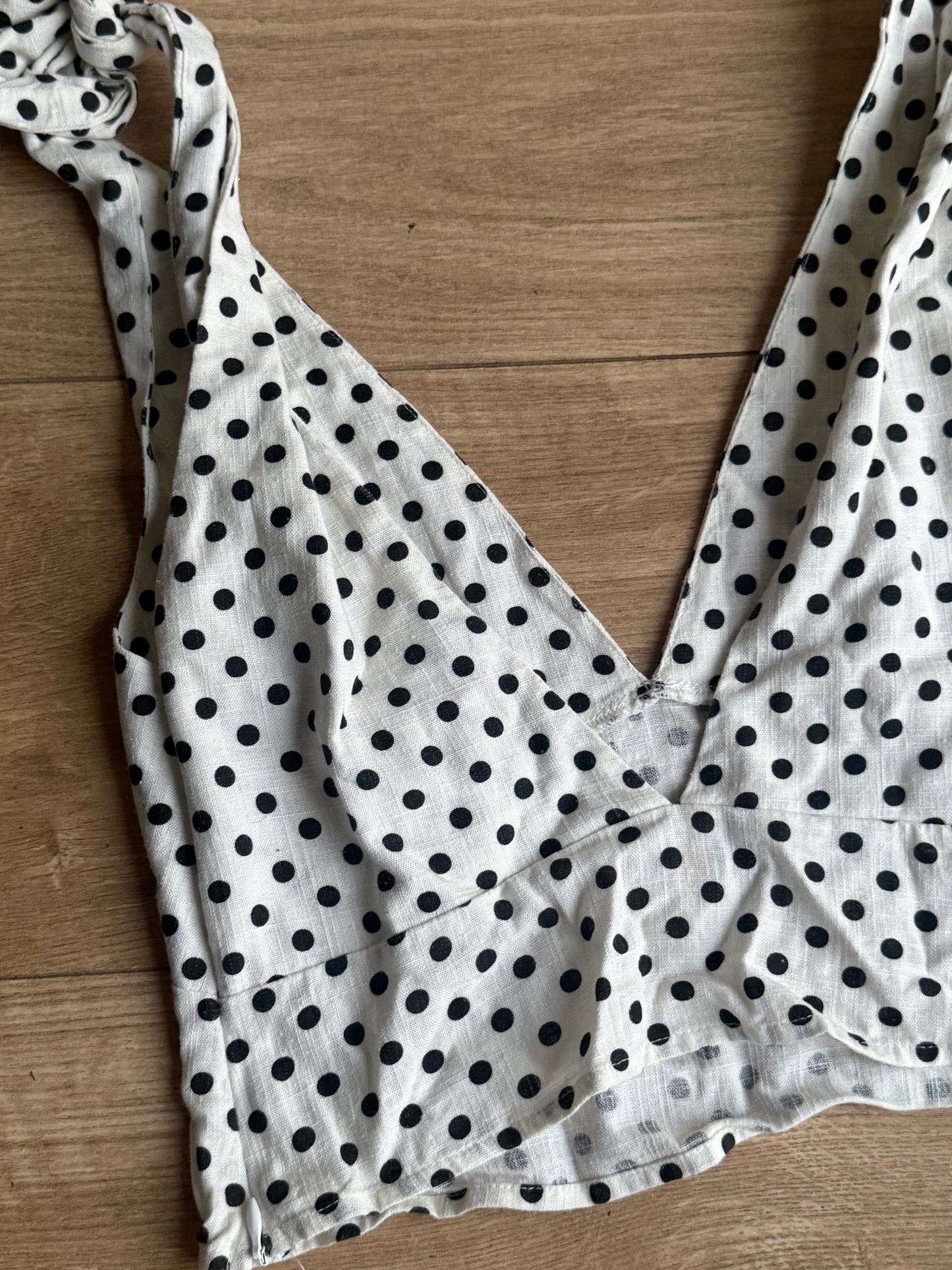VRG GRL Cotton & Linen Polka Dot Top, 8