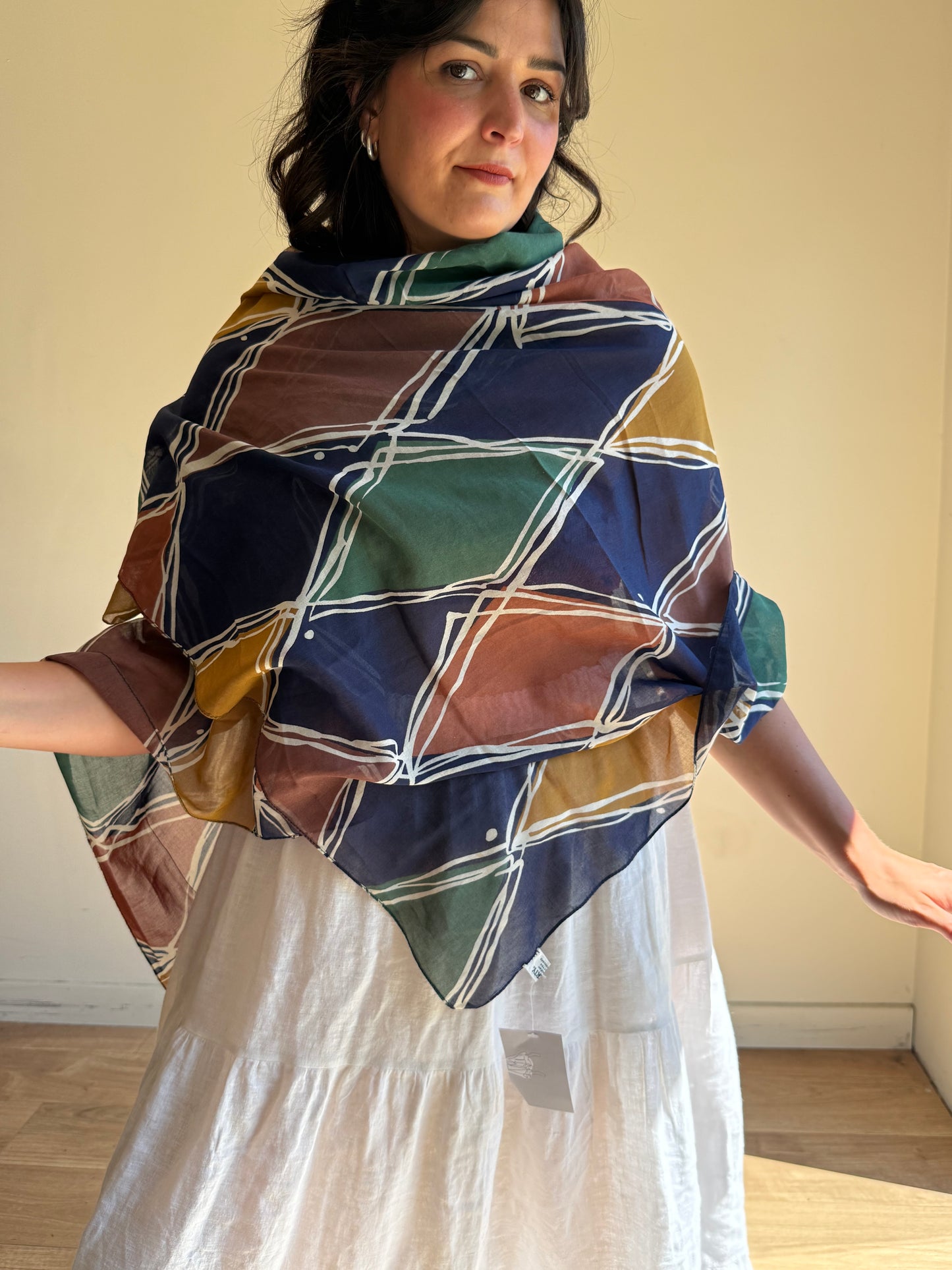 Vintage Liberty Printed Cotton Scarf / Cover-up, One Size