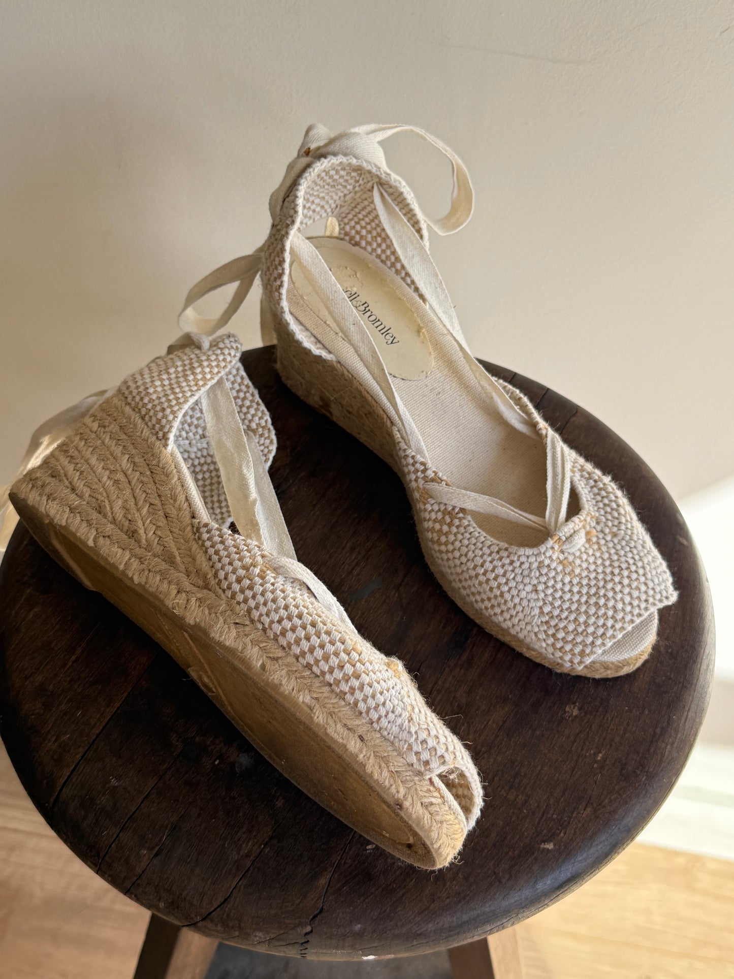 Russell & Bromley Woven Cotton Espadrille Wedges, 38