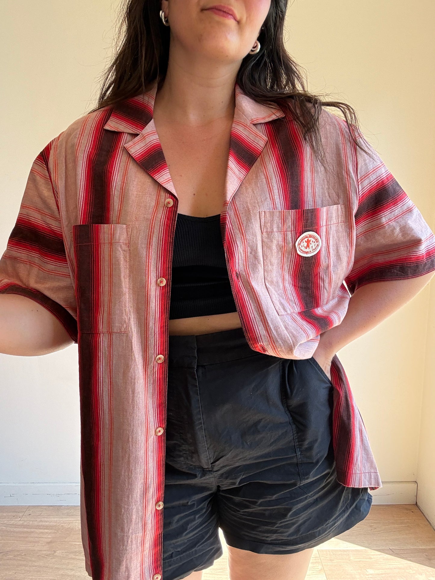 Damson Madder NEW Stripe Patch Shirt, M-L
