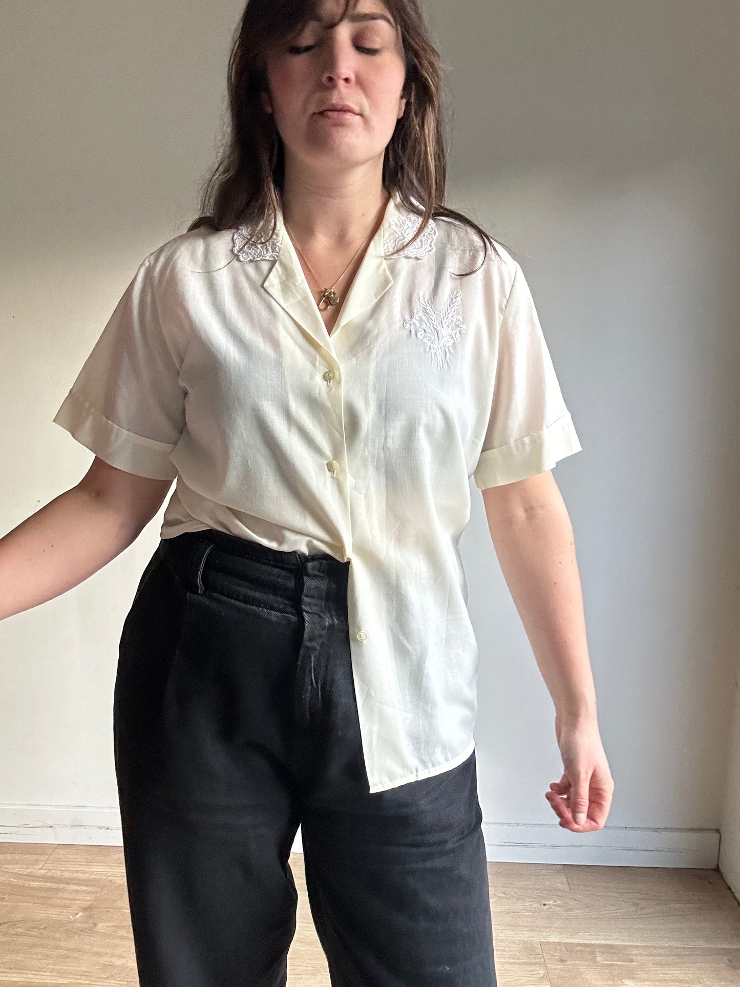 Cream Vintage Embroidered Shirt, 12