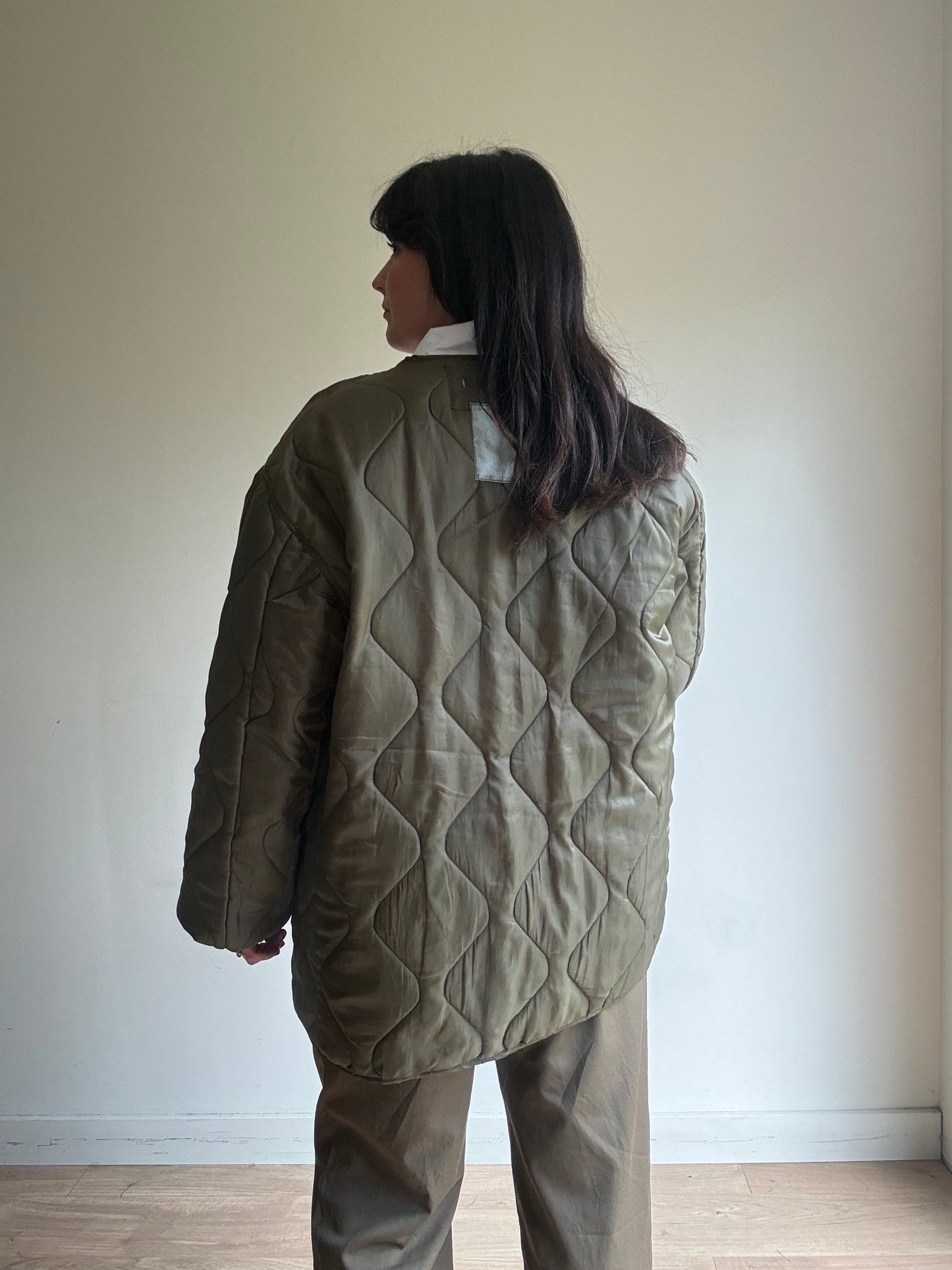 Vintage Quilted Army Military Liner Jacket, One Size