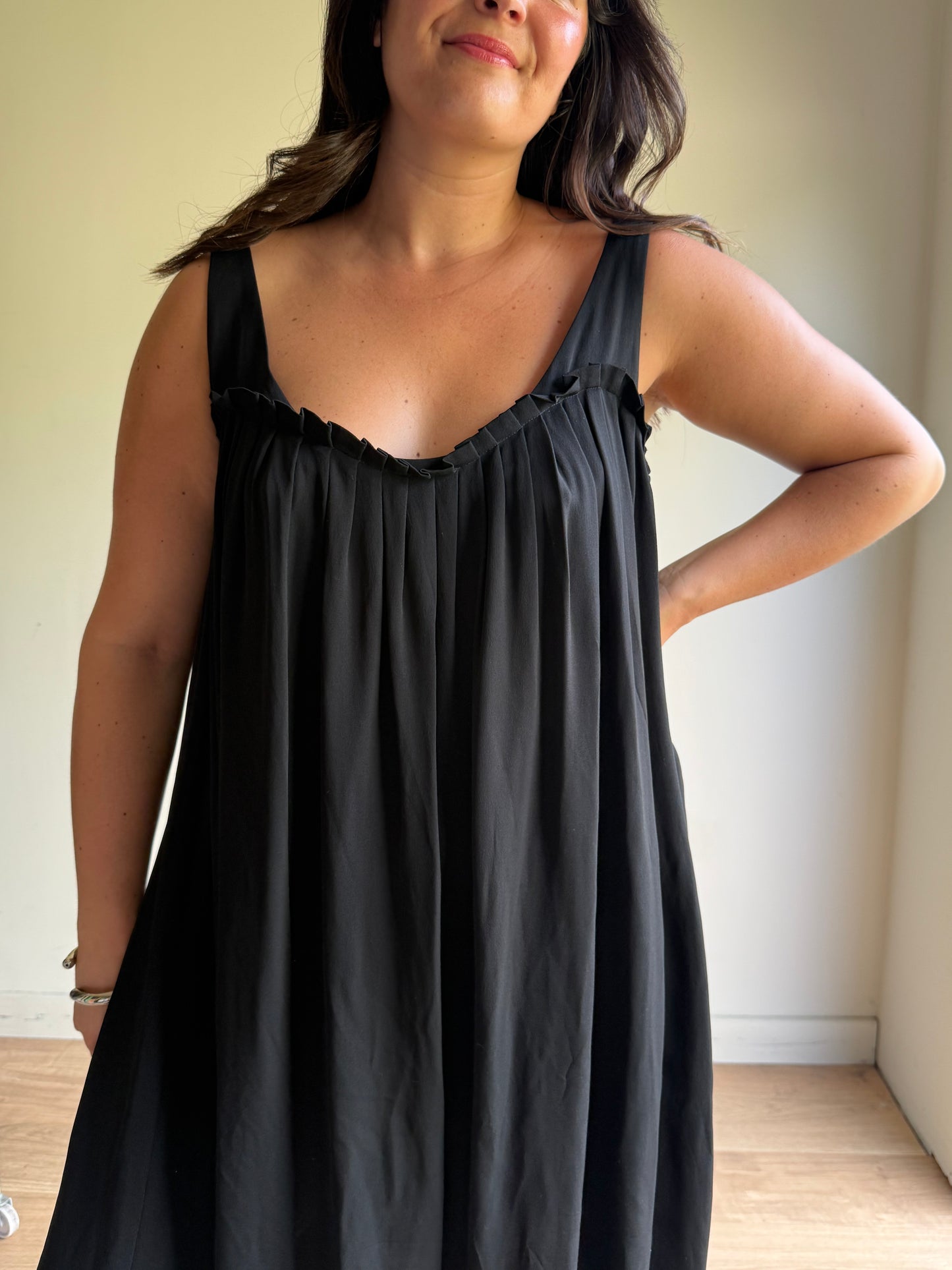 Vintage Nicole Farhi Pure Silk Pleated Panel Dress, 16