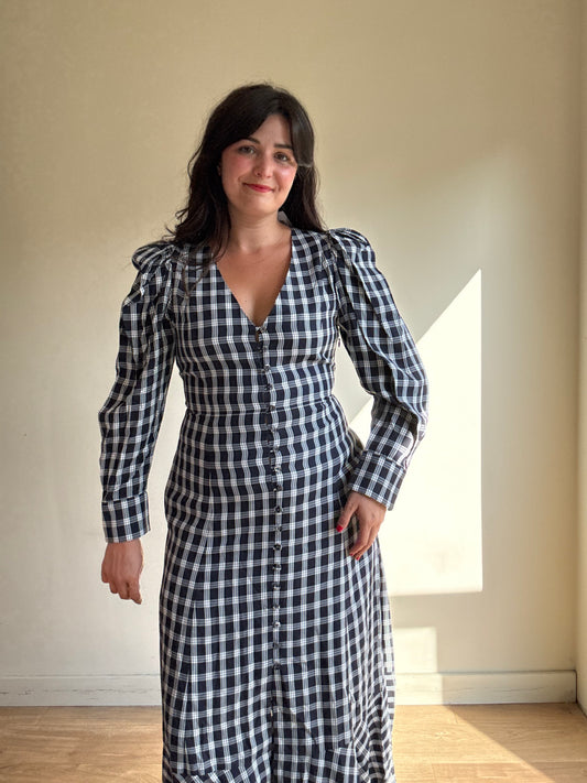 Mr Larkin Check Button Up Maxi Dress, L