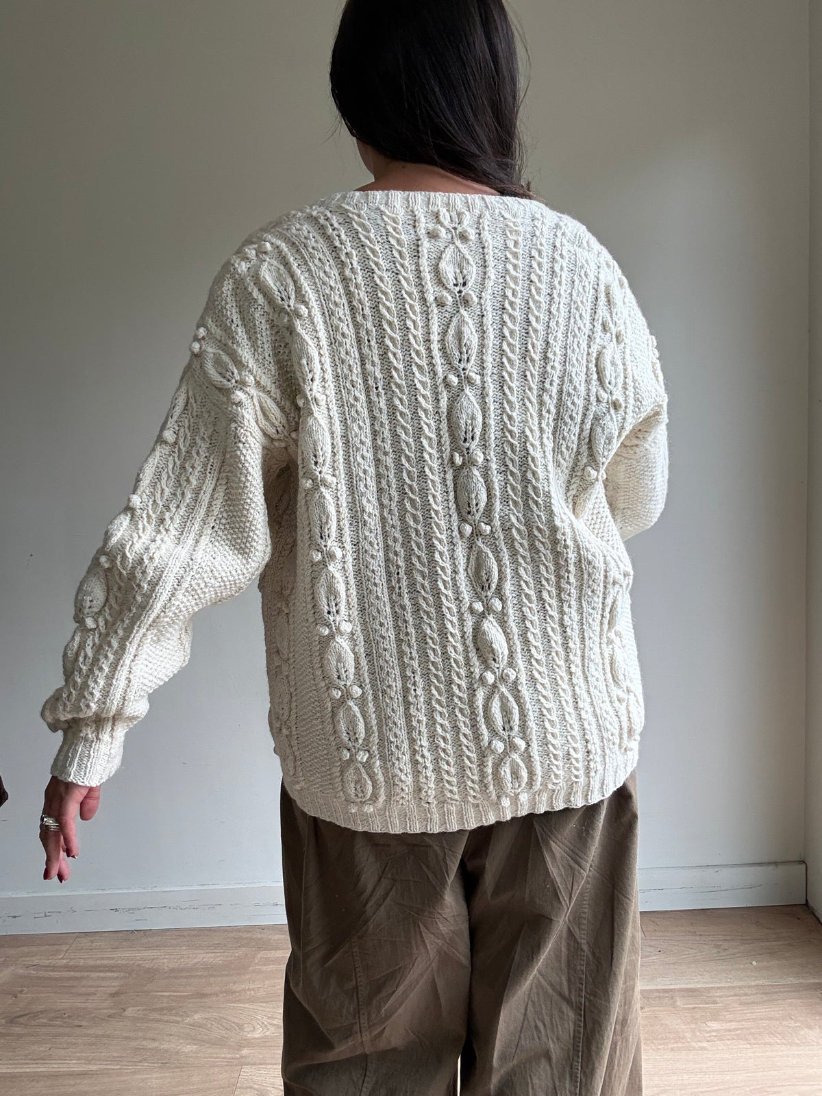 Chunky Hand knit Grandad Cardigan, XL