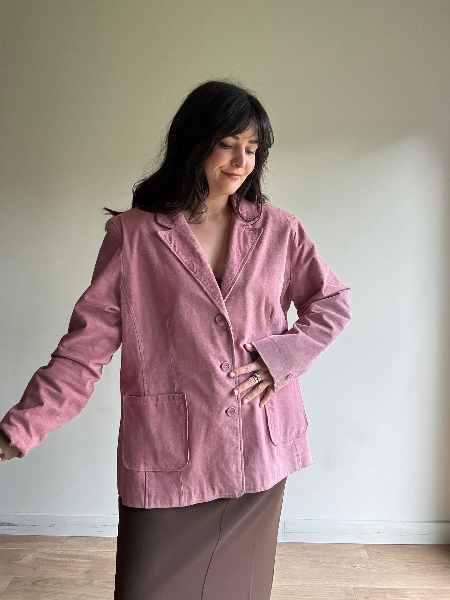 Vintage Suede Button Up Blazer, XL/XXL