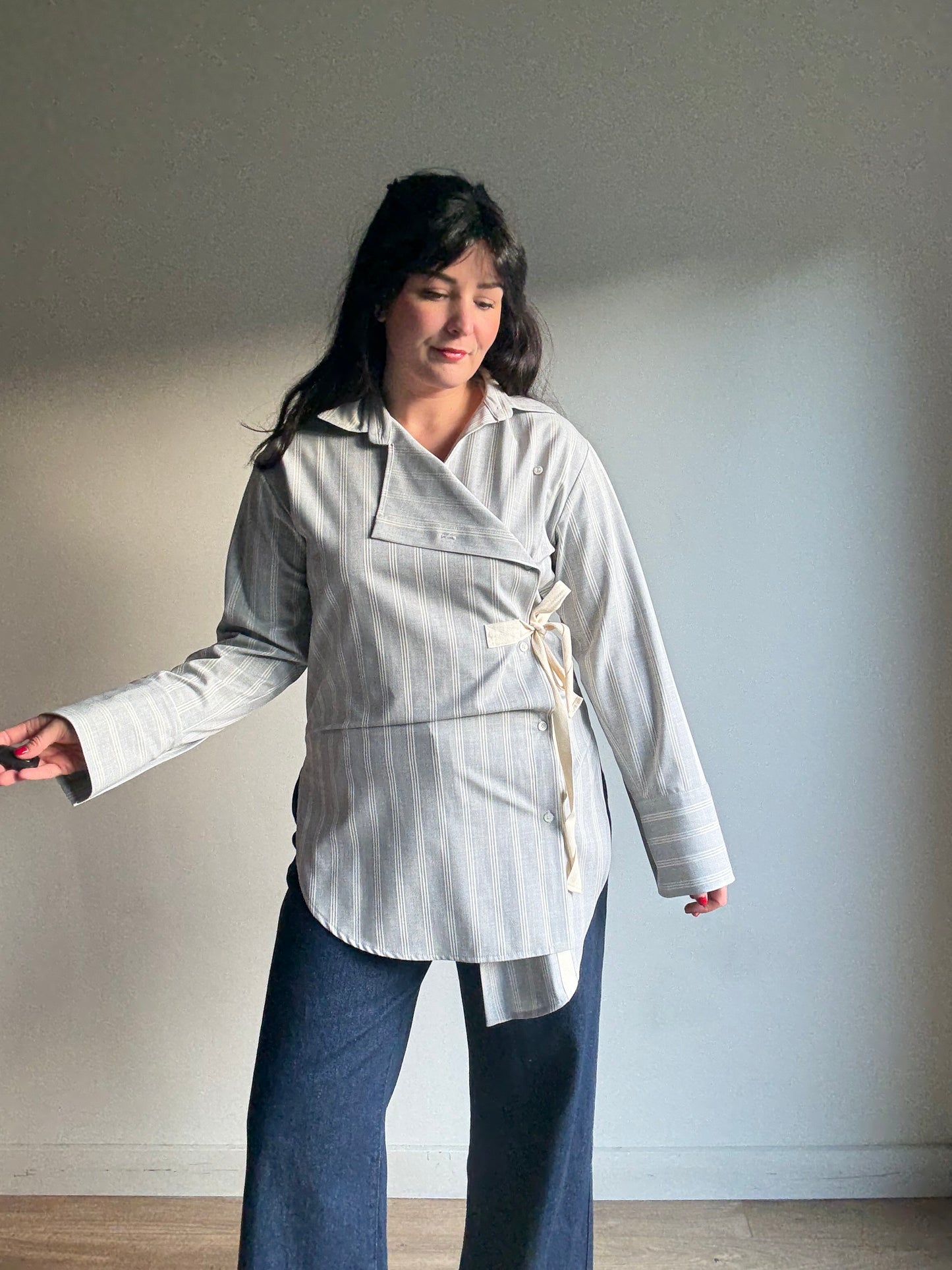 Topshop Boutique NEW Assymetric Stripe Shirt, XS-M