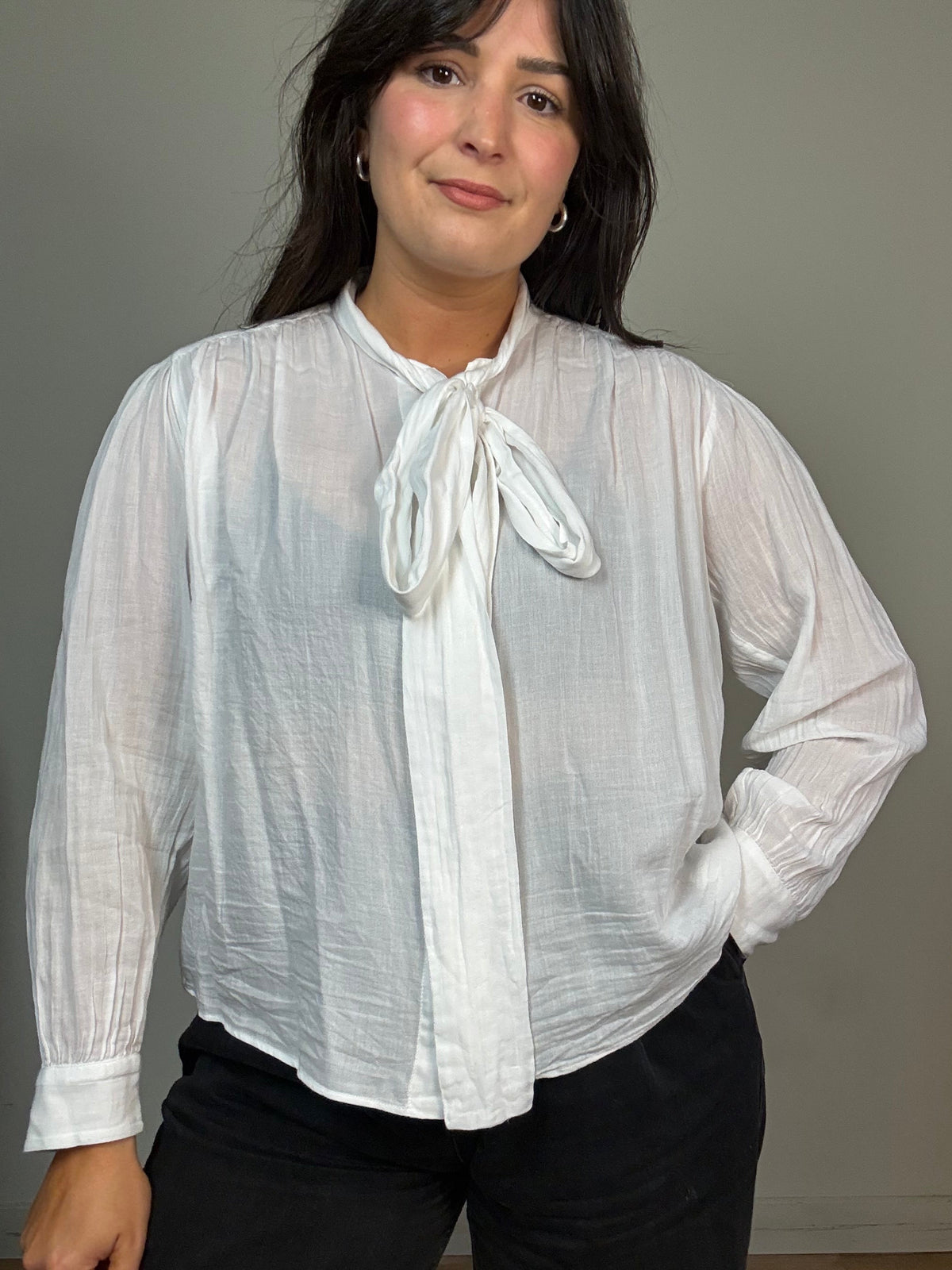 Masscob Tie Neck Blouse, S