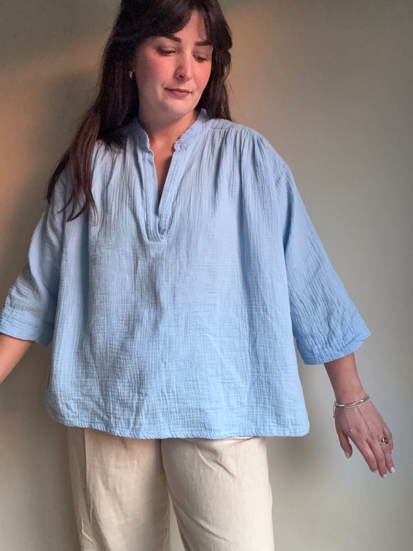 Masscob Cotton Gauze Boxy Blouse, L